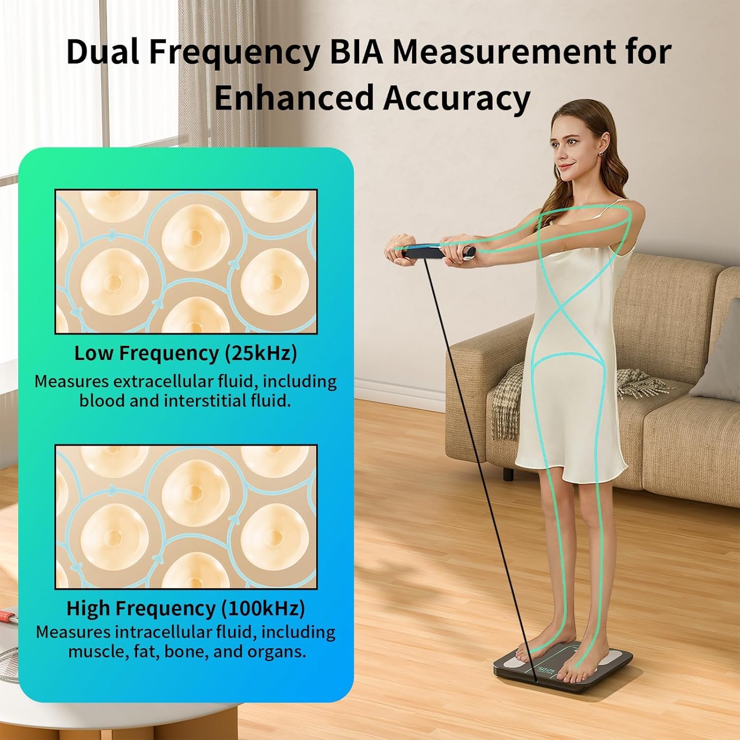 Healthkeep Digital Bathroom Scale Body Composition with Dual-Frequency BIA, 400 lb

