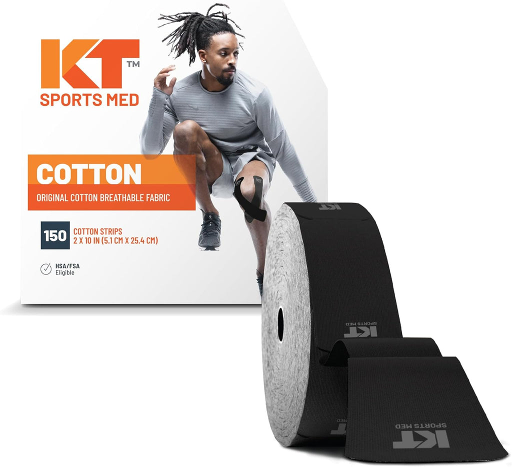 KT Tape Original Cotton Elastic Kinesiology Athletic Tape, 150 Precut 10" Strips

