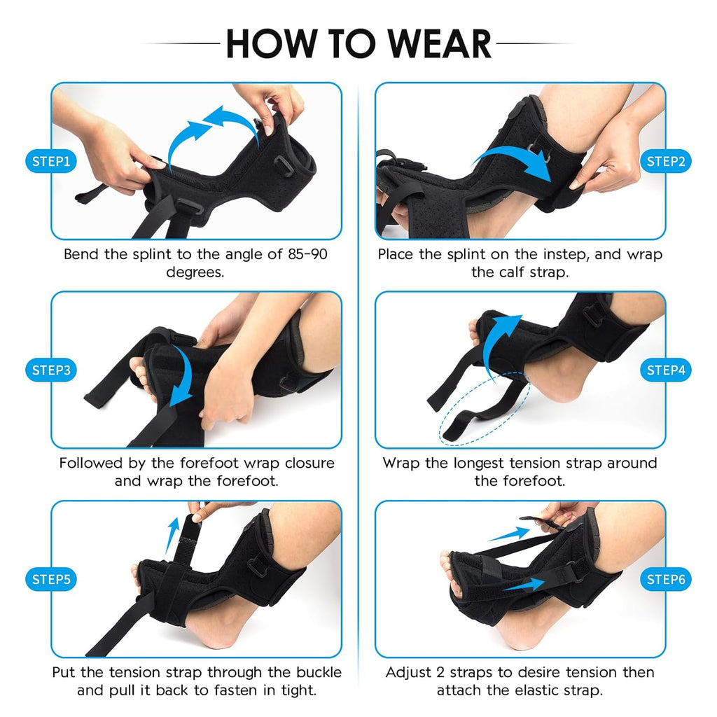 Plantar Fasciitis Night Splint Brace with Memory Foam Pad and Adjustable Straps

