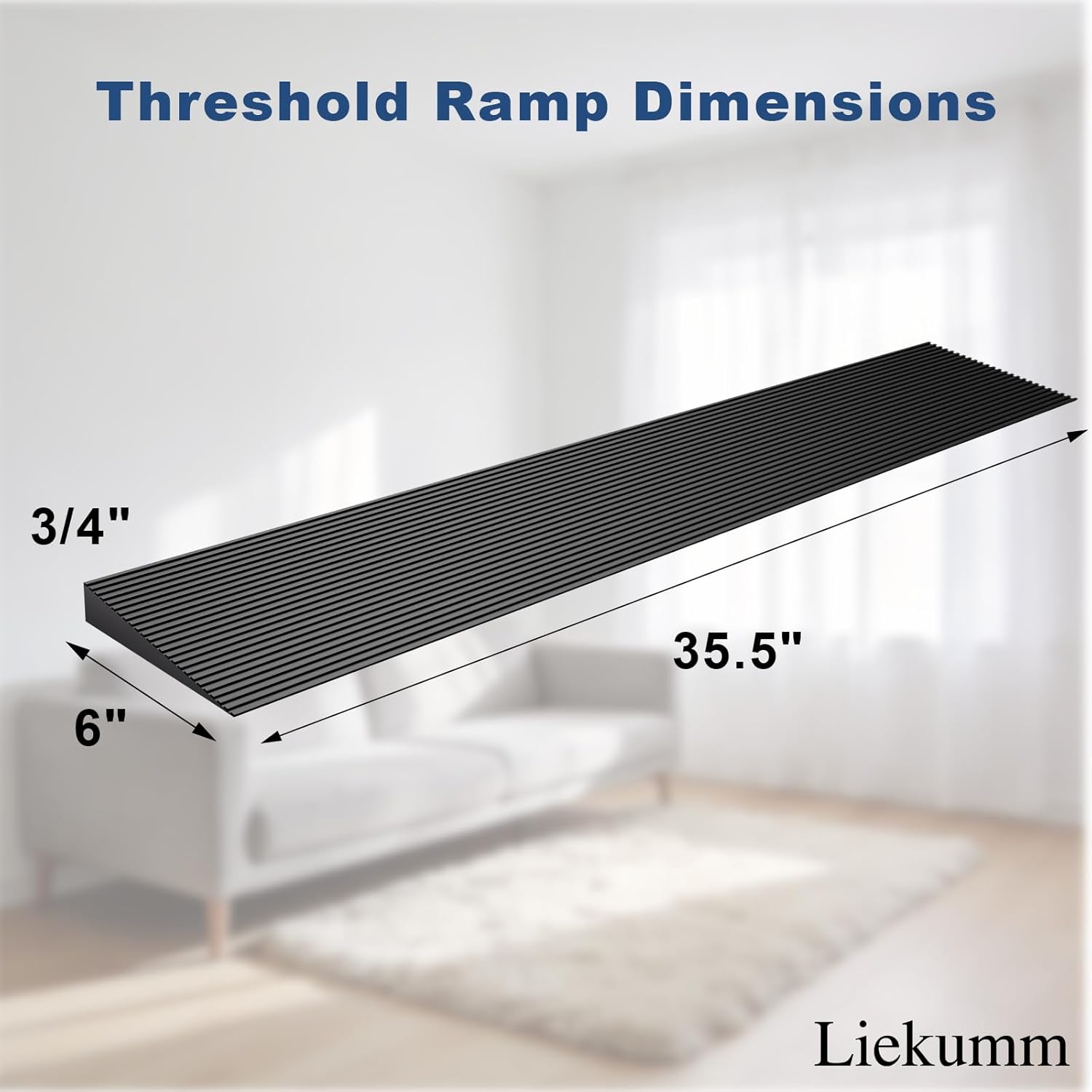LIEKUMM Rubber Threshold Ramp for Doorways, Non-Slip, Cuttable, Adhesive

