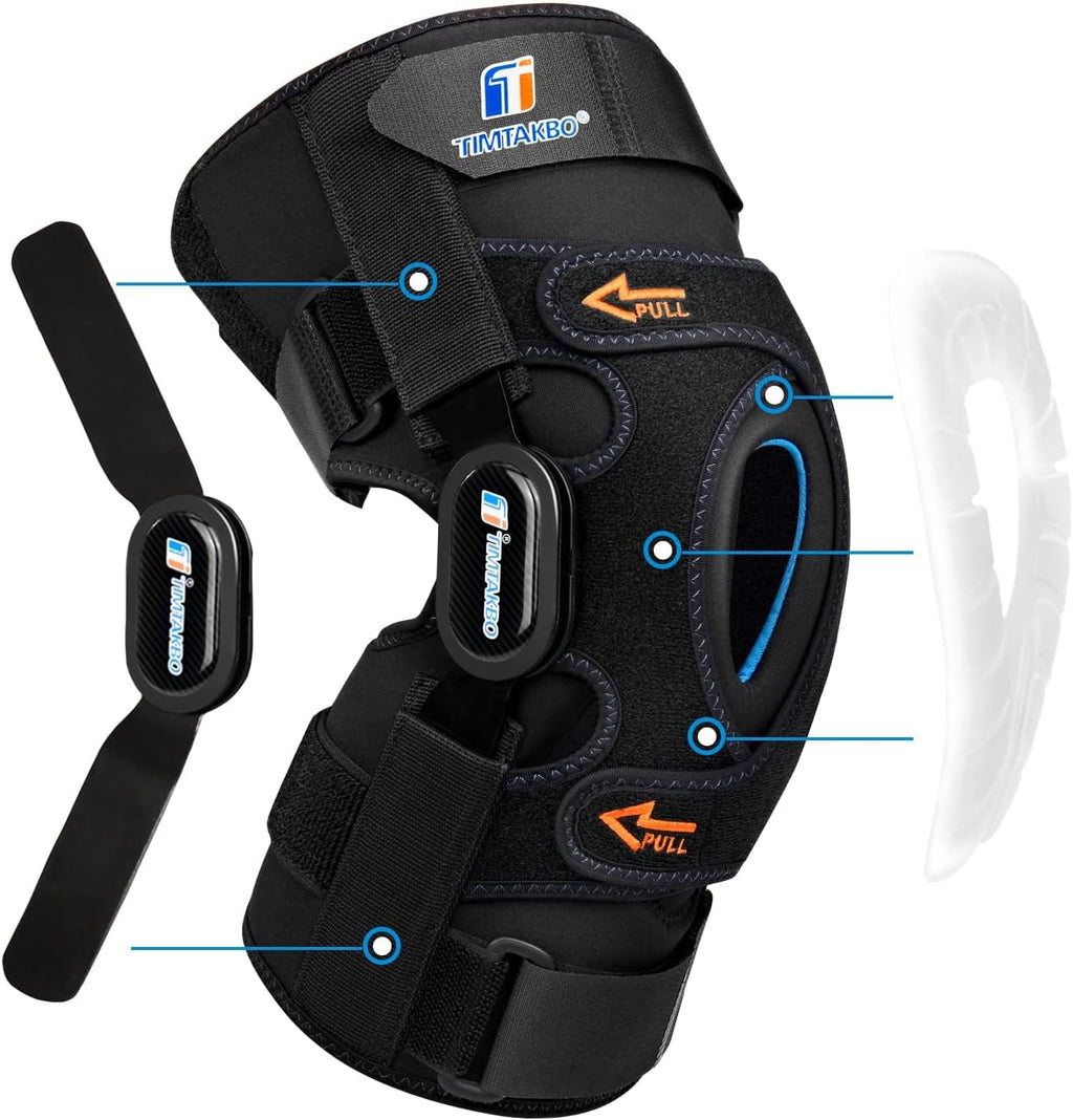 TIMTAKBO Hinged Knee Brace with Gel Patella Support and Removable Side Stabilizers

