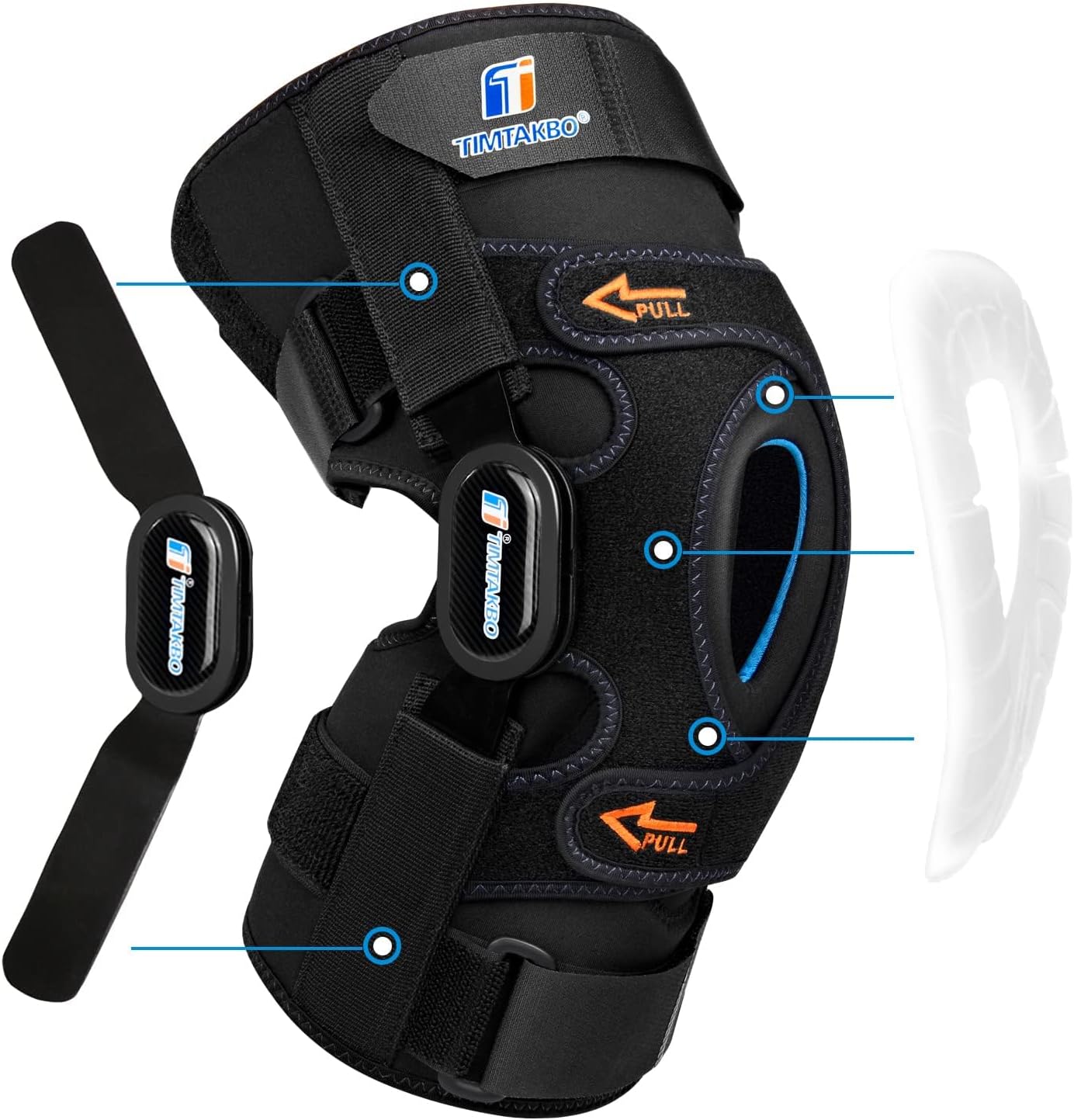 TIMTAKBO Hinged Knee Brace with Gel Patella Support and Removable Side Stabilizers

