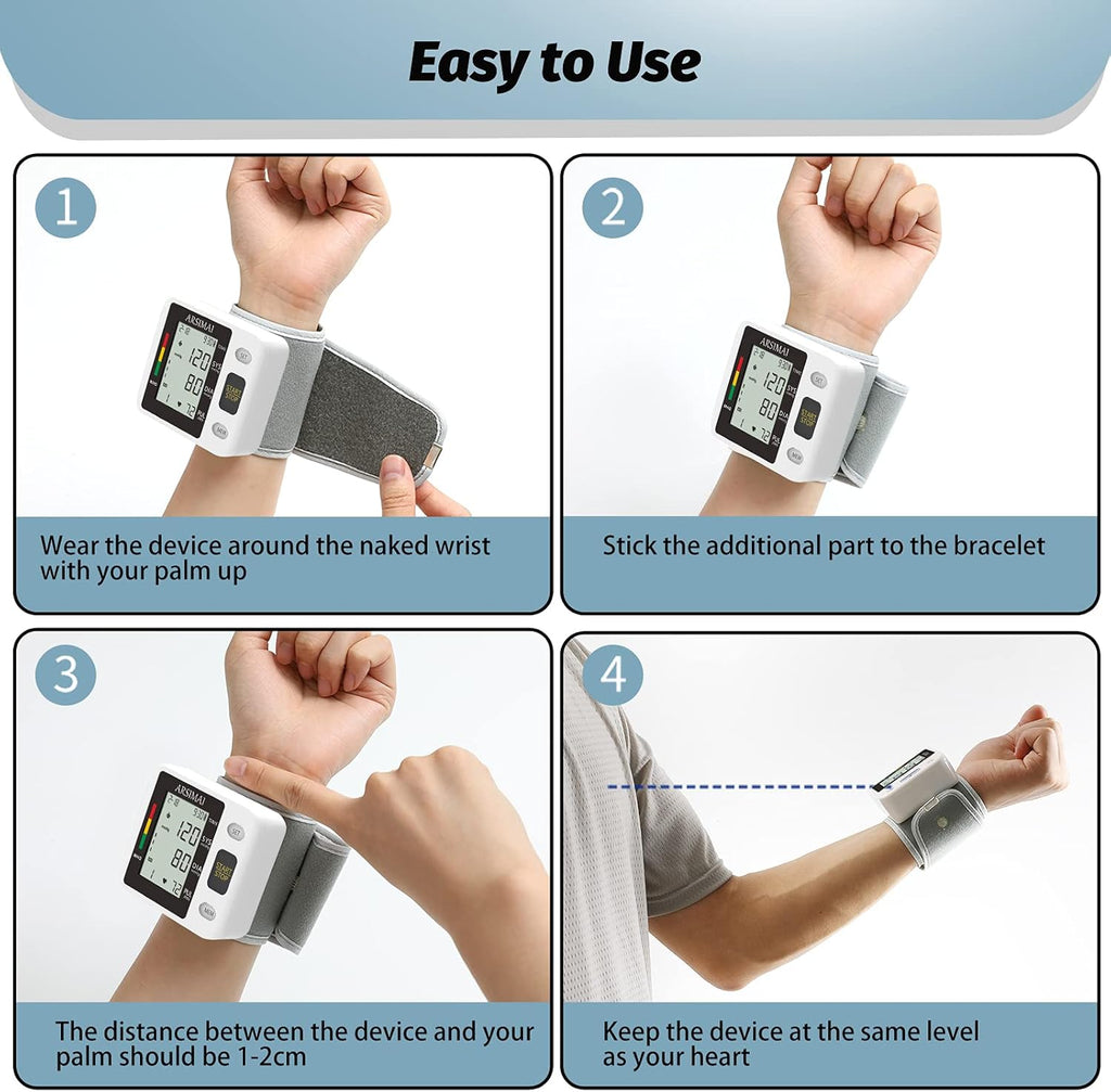 Automatic Wrist Blood Pressure Monitor with Large LCD and Irregular Heartbeat

