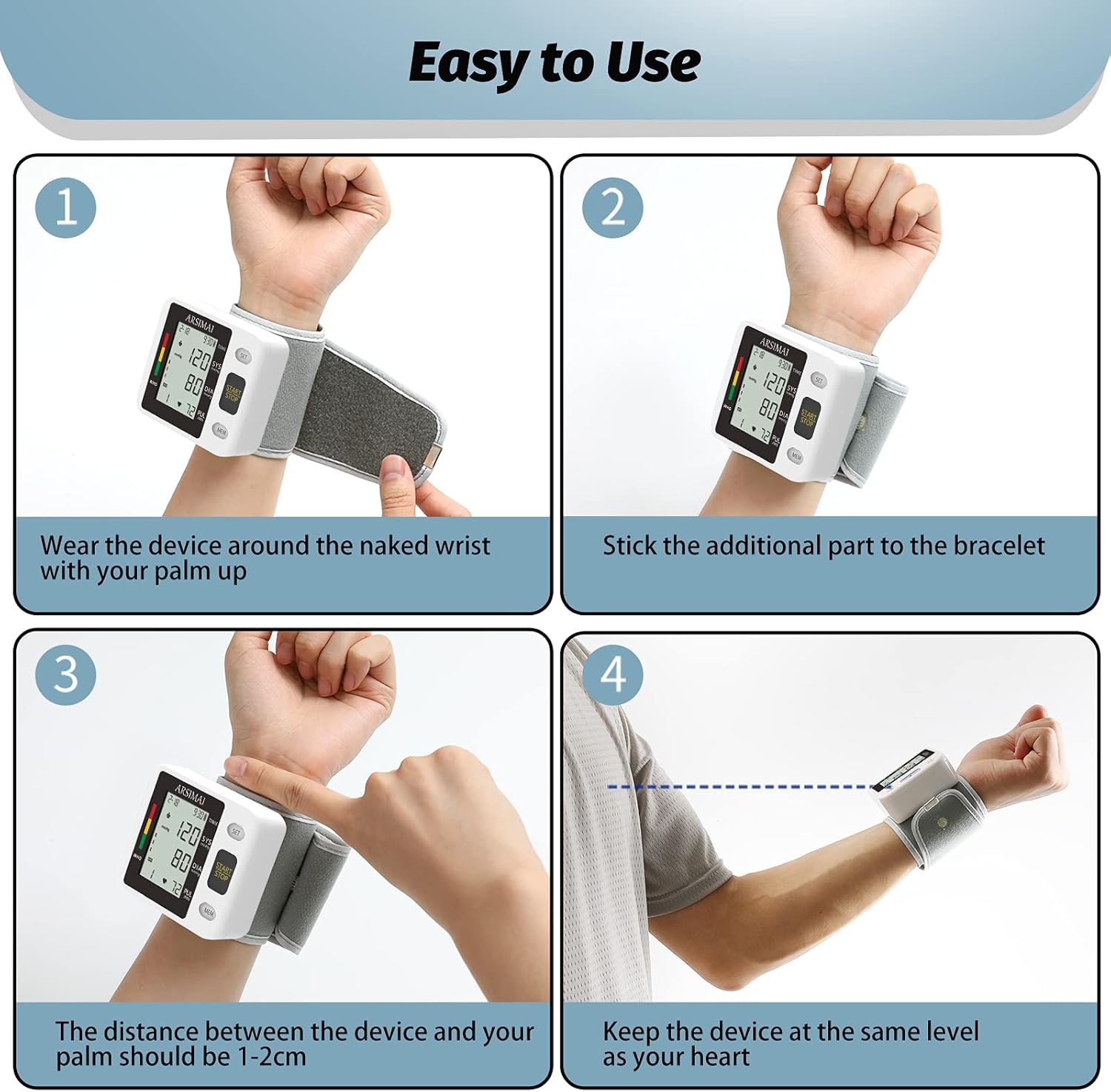 Automatic Wrist Blood Pressure Monitor with Large LCD and Irregular Heartbeat

