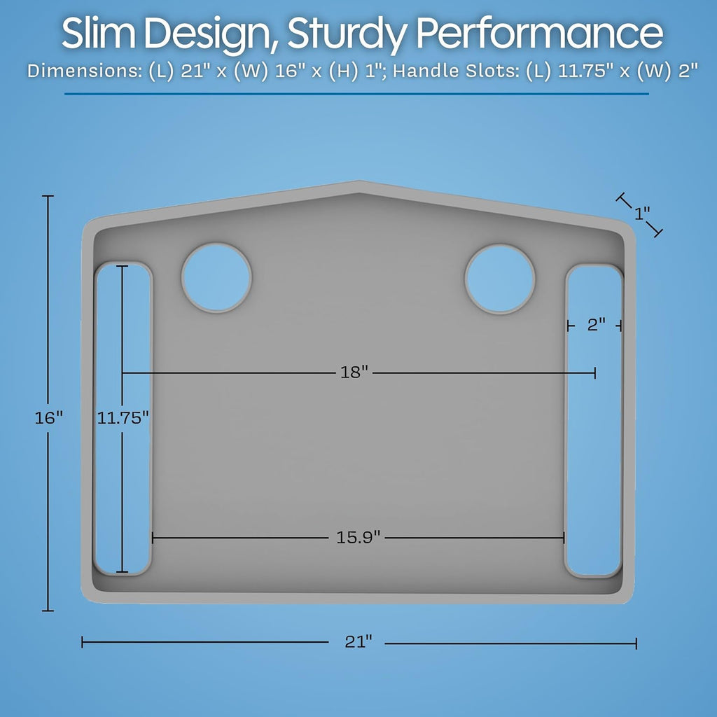 Bluestone Walker Tray Upright with Holders for Folding Walkers, Cup Holders

