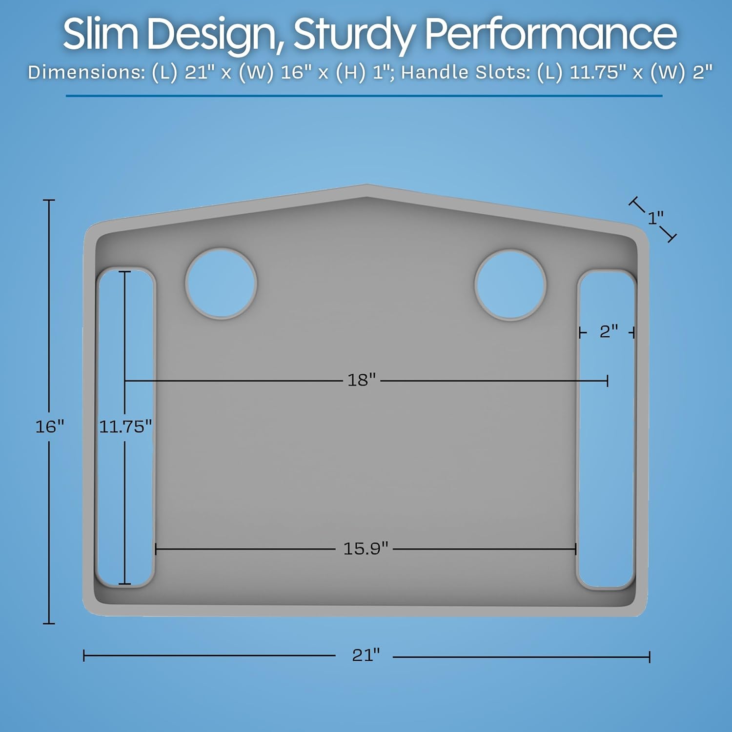 Bluestone Walker Tray Upright with Holders for Folding Walkers, Cup Holders

