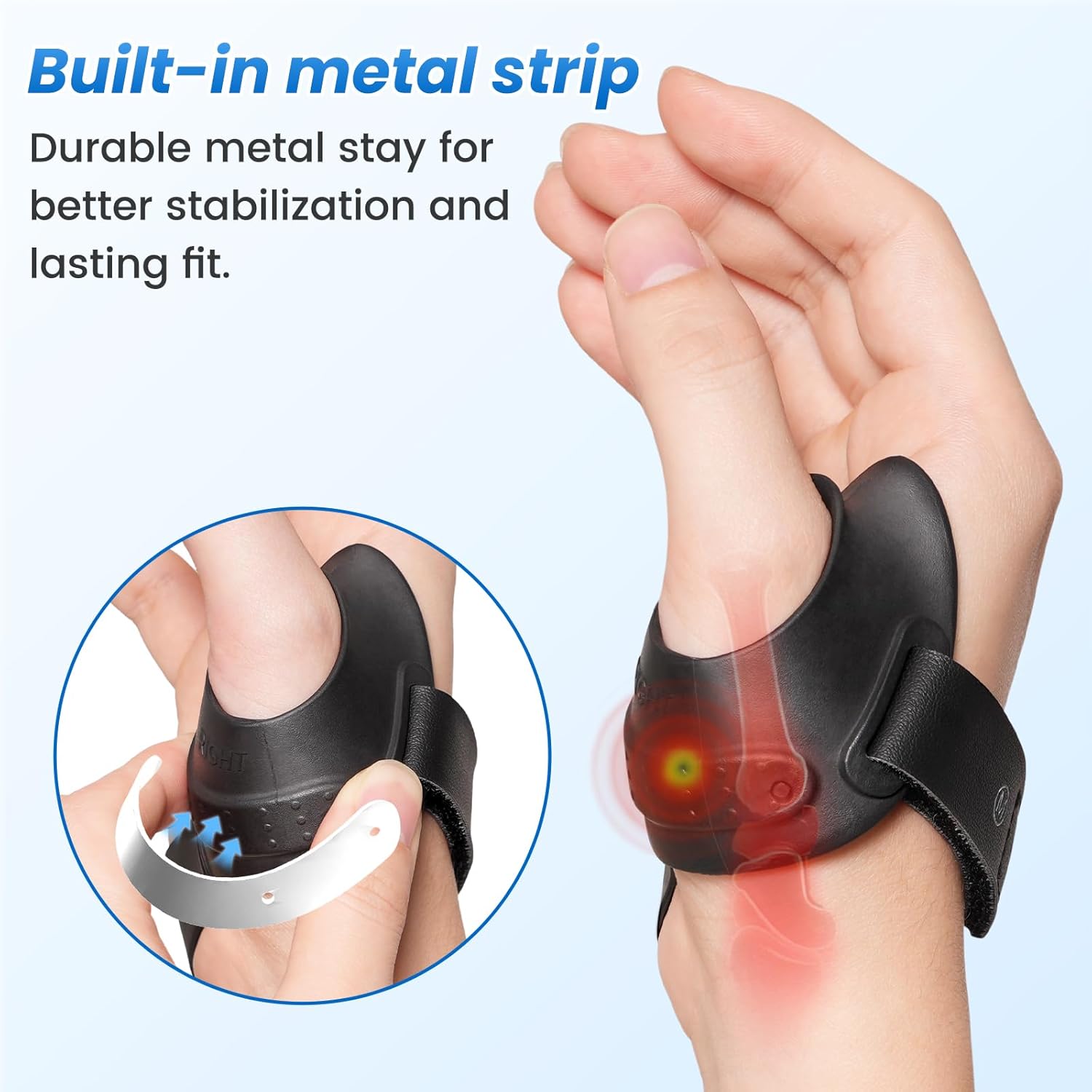 Velpeau CMC Thumb Brace, Flexible Rubber Thumb Splint for Arthritis Support

