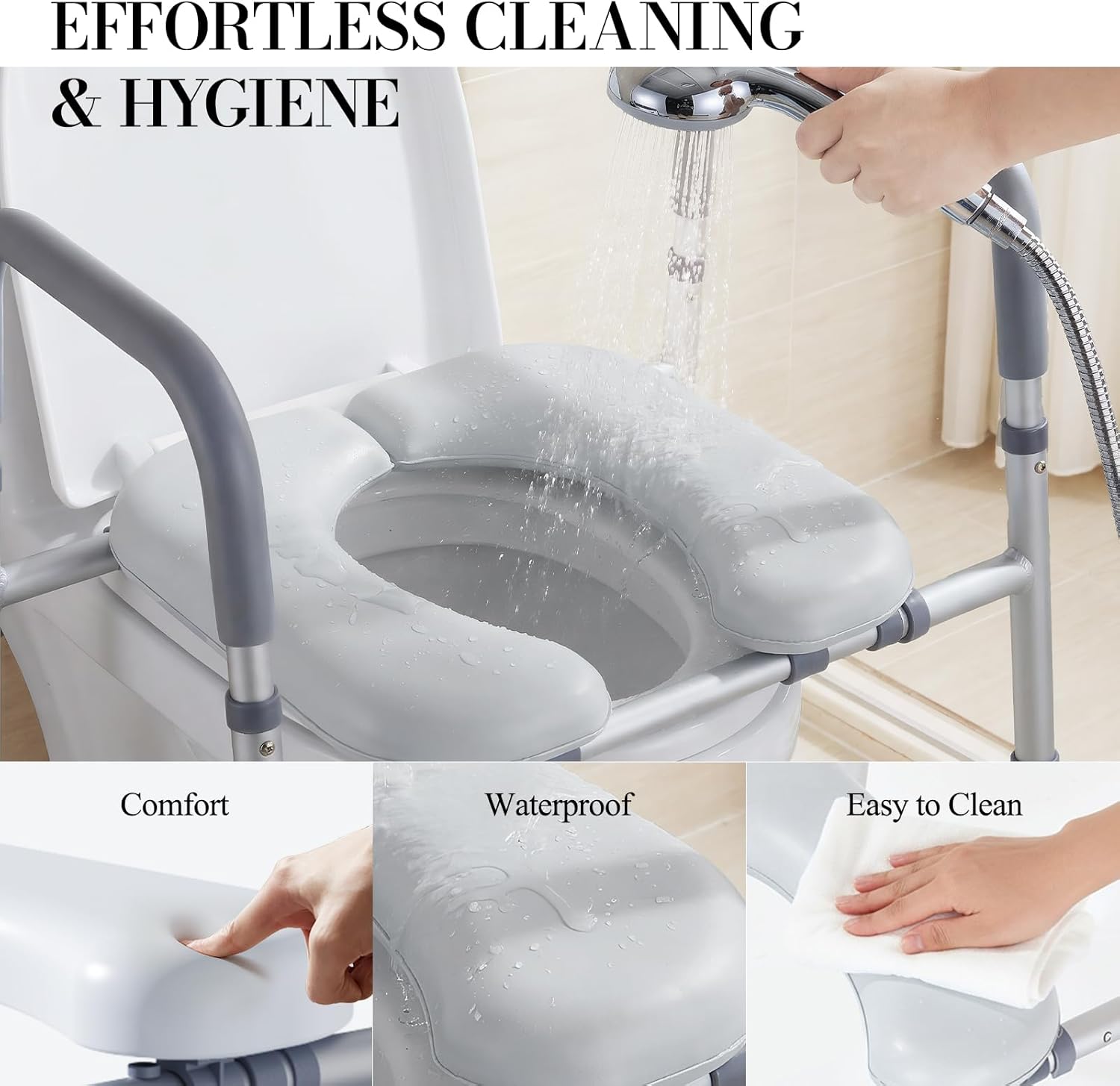 HolyHeal Adjustable Toilet Seat Riser with Handles, Raised Height for Mobility

