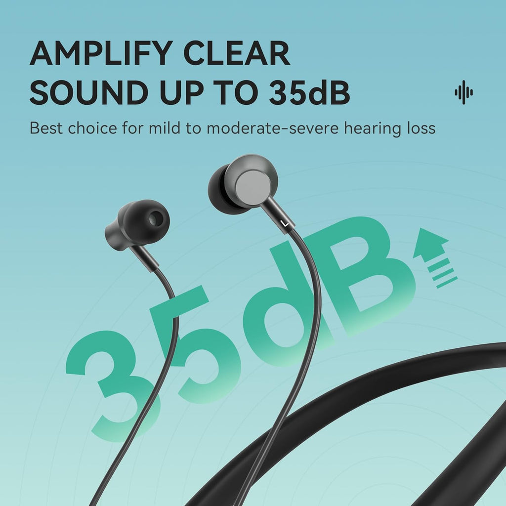 Bluetooth Rechargeable Neckband Hearing Aid Amplifier with Volume Control

