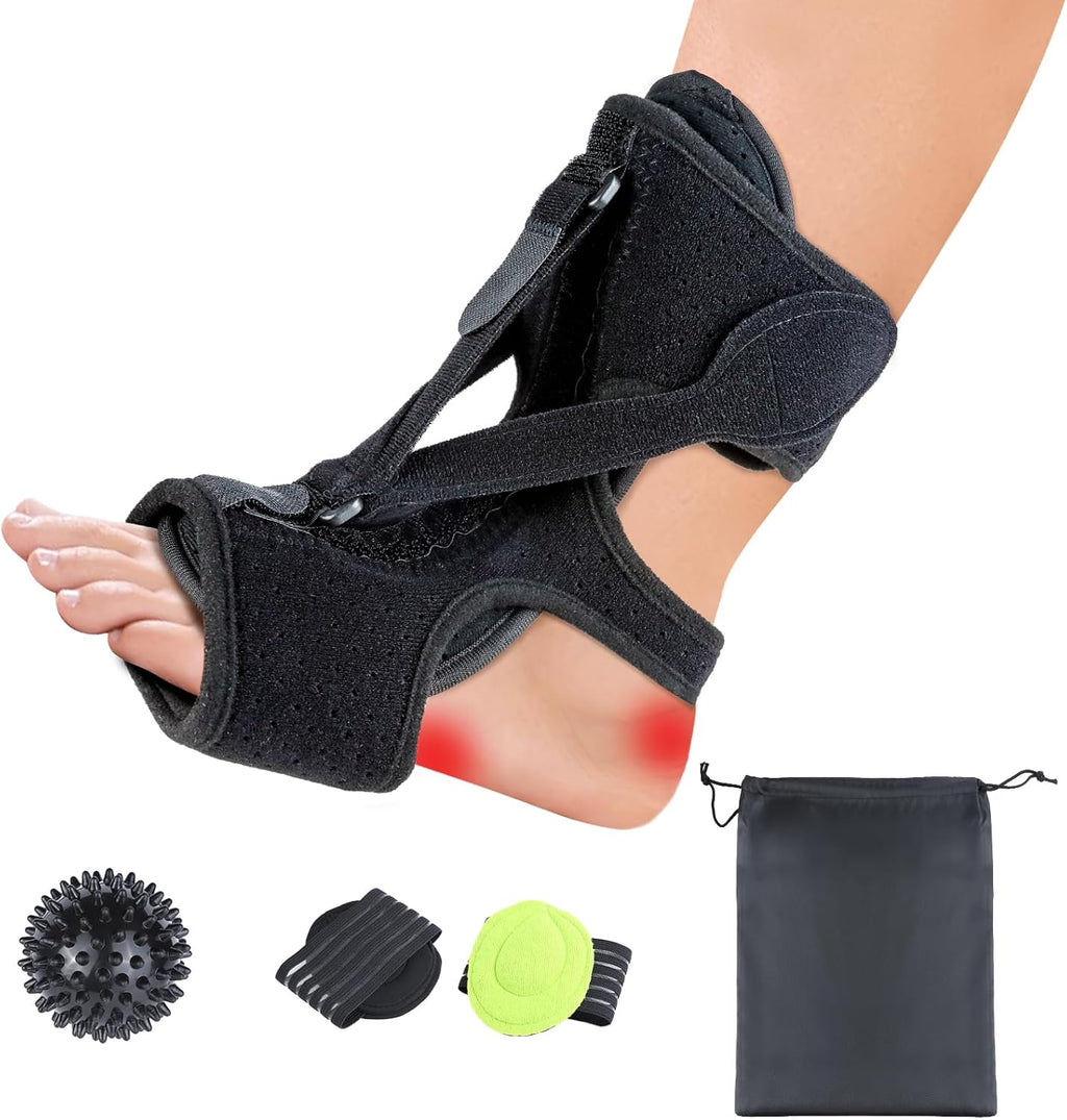 Plantar Fasciitis Night Splint with 3-Strap Support, Adjustable Dorsal Brace

