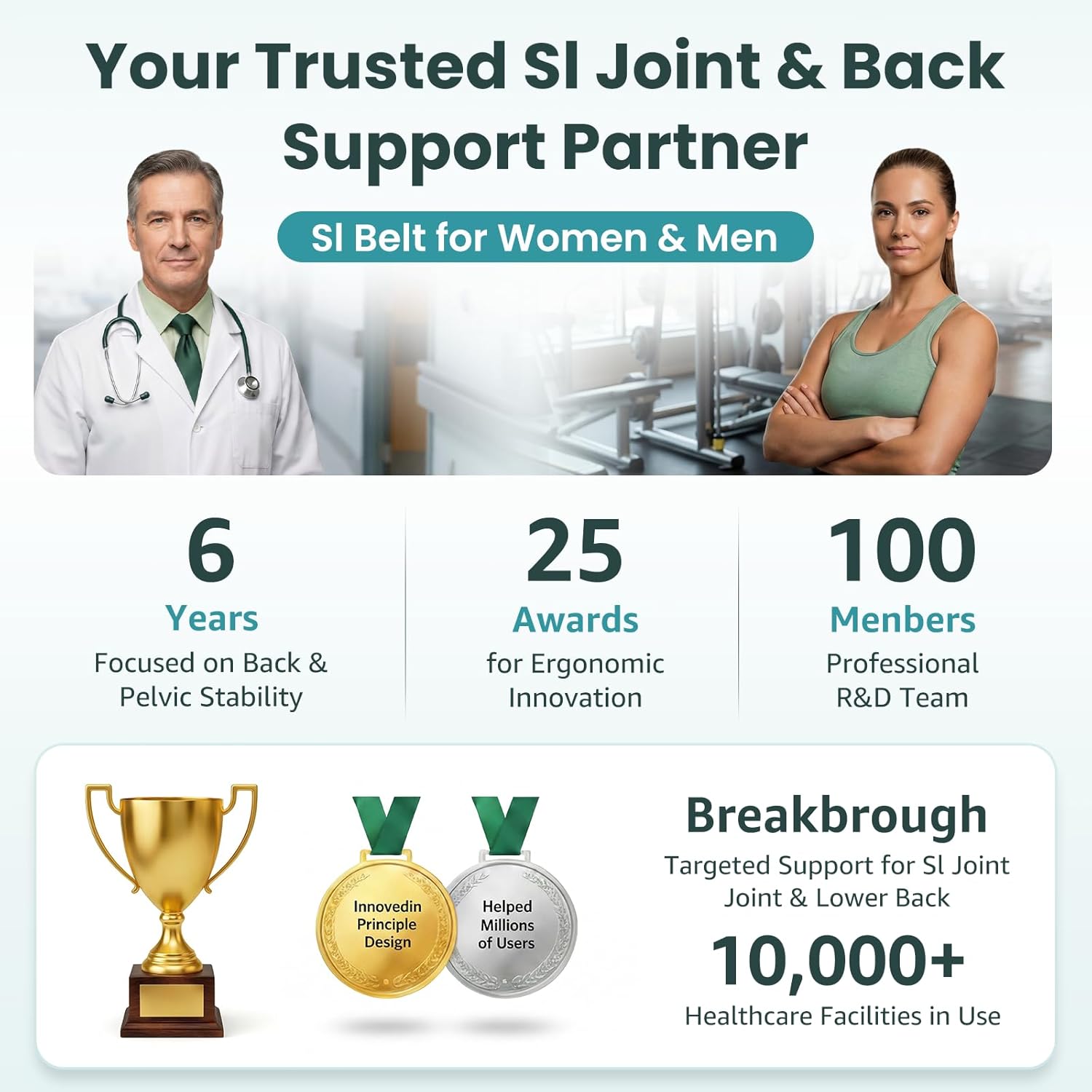 Sacroiliac SI Joint Hip Belt Brace for Lower Back Support, Adjustable Breathable


