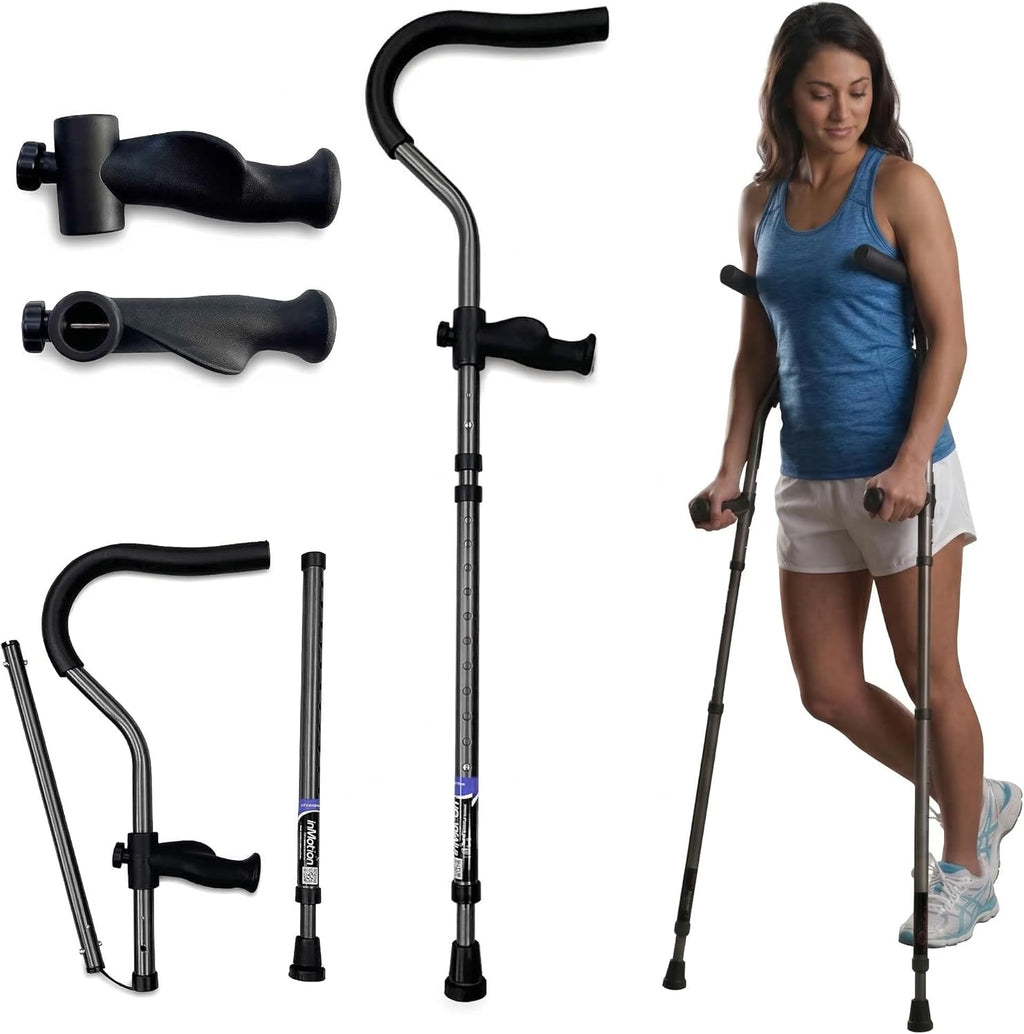 in-Motion Pro Foldable Crutches with Ergonomic Handles and Articulating Tips

