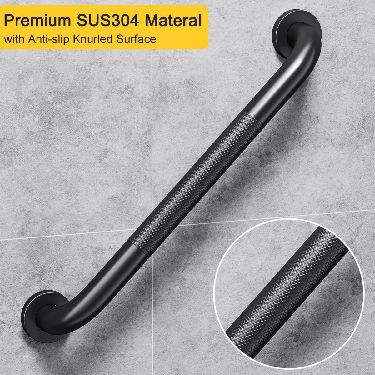 FANHAO 2-Pack Shower Grab Bar 16 in Stainless Steel Anti-Slip Knurled Grip

