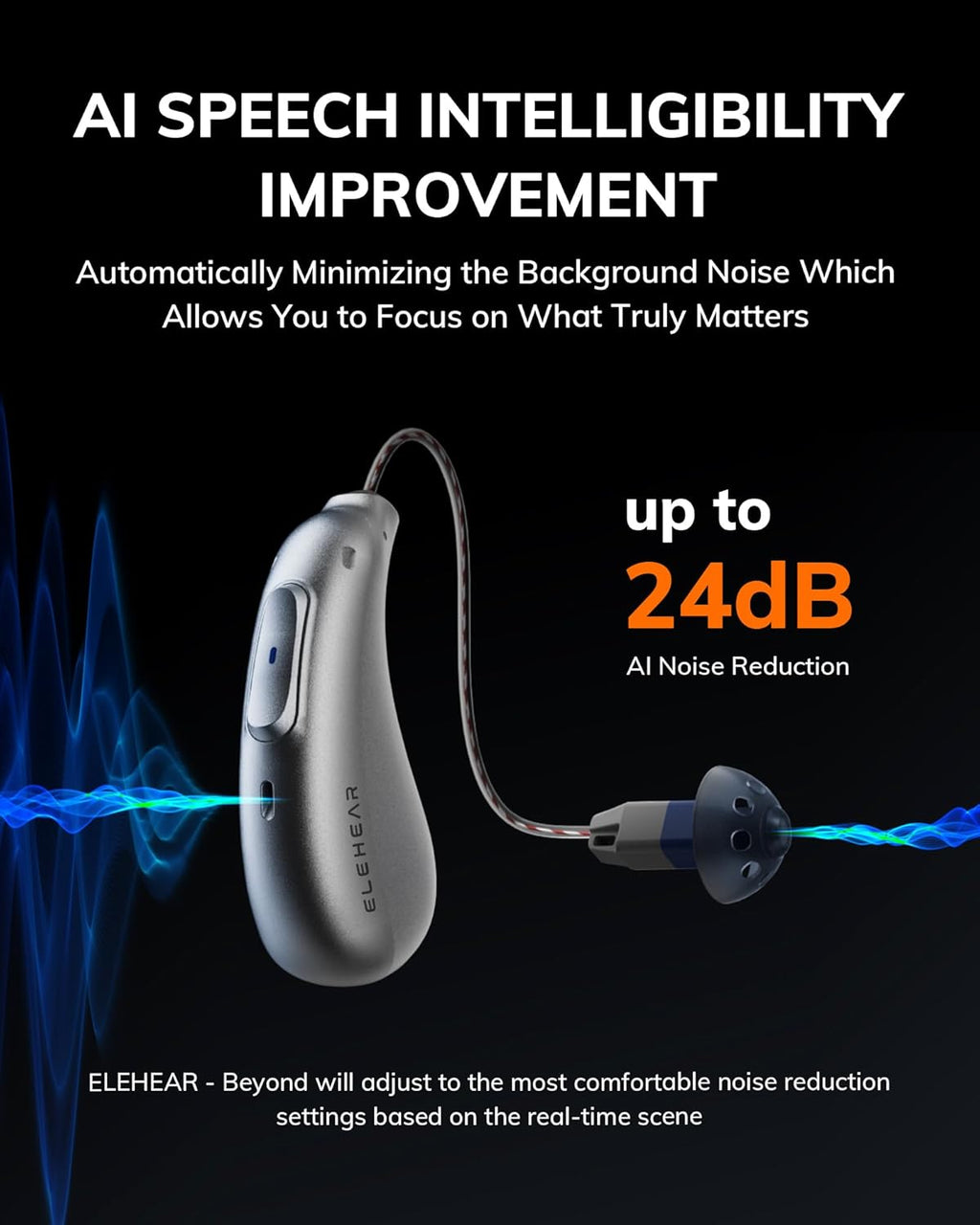 ELEHEAR Rechargeable OTC Bluetooth Hearing Aids with App Control and AI Noise Cancellation

