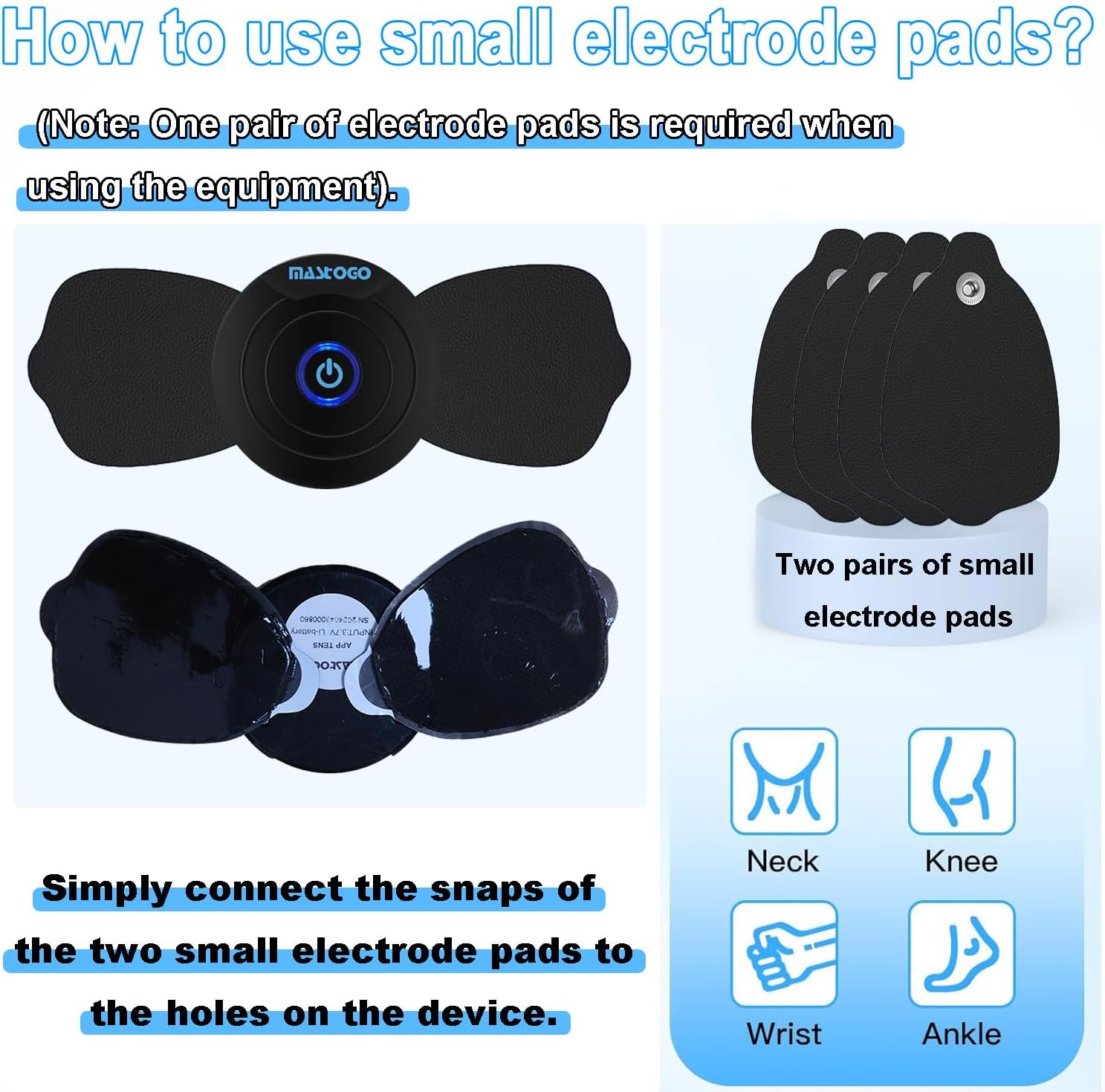 MASTOGO Wireless TENS Unit Muscle Stimulator with Bluetooth App Control

