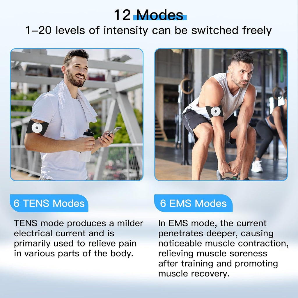MASTOGO Wireless TENS EMS Muscle Stimulator for Back Pain Relief, Bluetooth App

