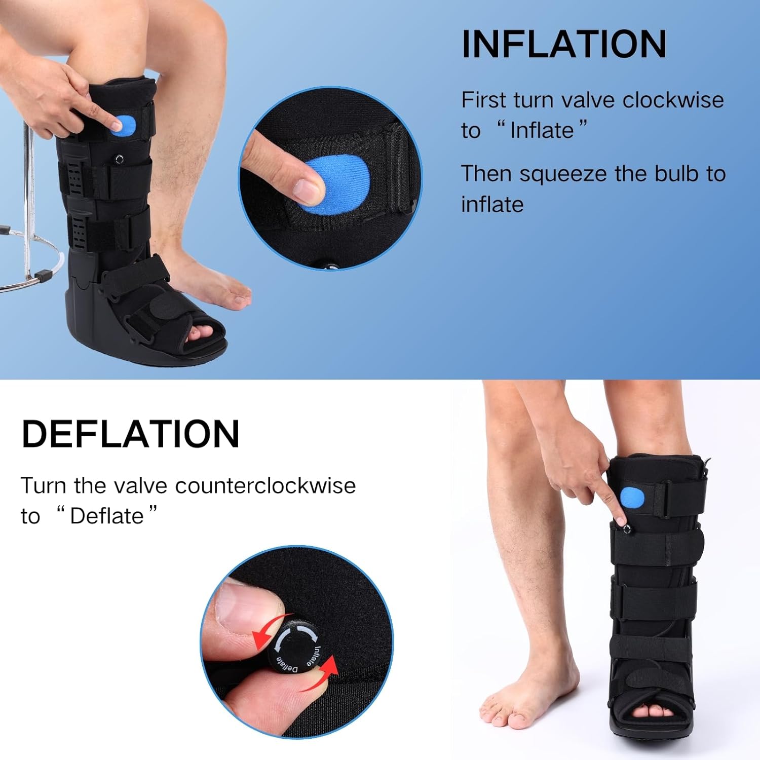Tall Air Cam Fracture Boot Orthopedic Walker Boot for Broken Foot and Sprained Ankle

