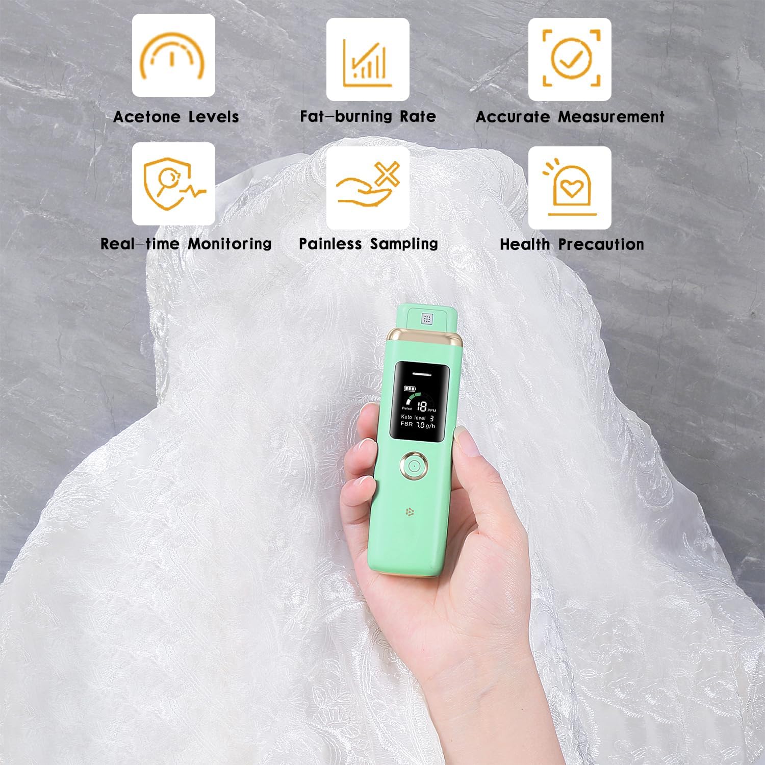 Ketone Breath Analyzer Meter for Acetone Monitoring, Keto Breath Ketosis Tester

