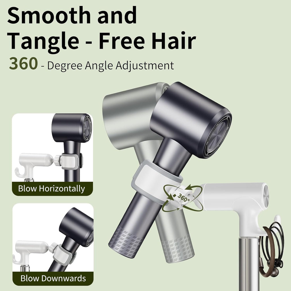 Hair Dryer Stand Hands-Free Adjustable Height Aluminum Alloy 360° Rotating Holder

