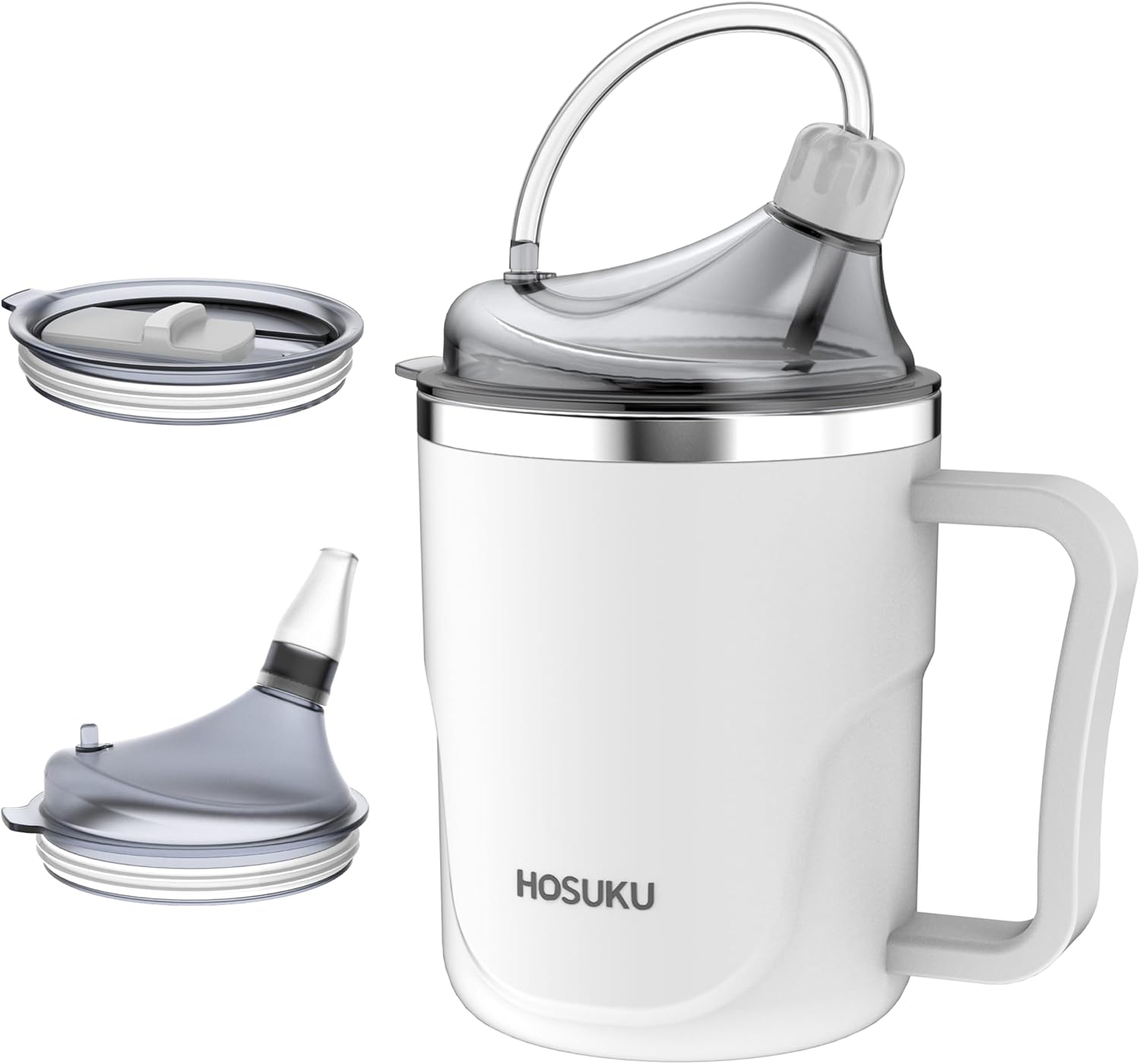 Spill-Proof Sippy Cup for Elderly, Stainless Steel Straw Cup, 13.5 oz


