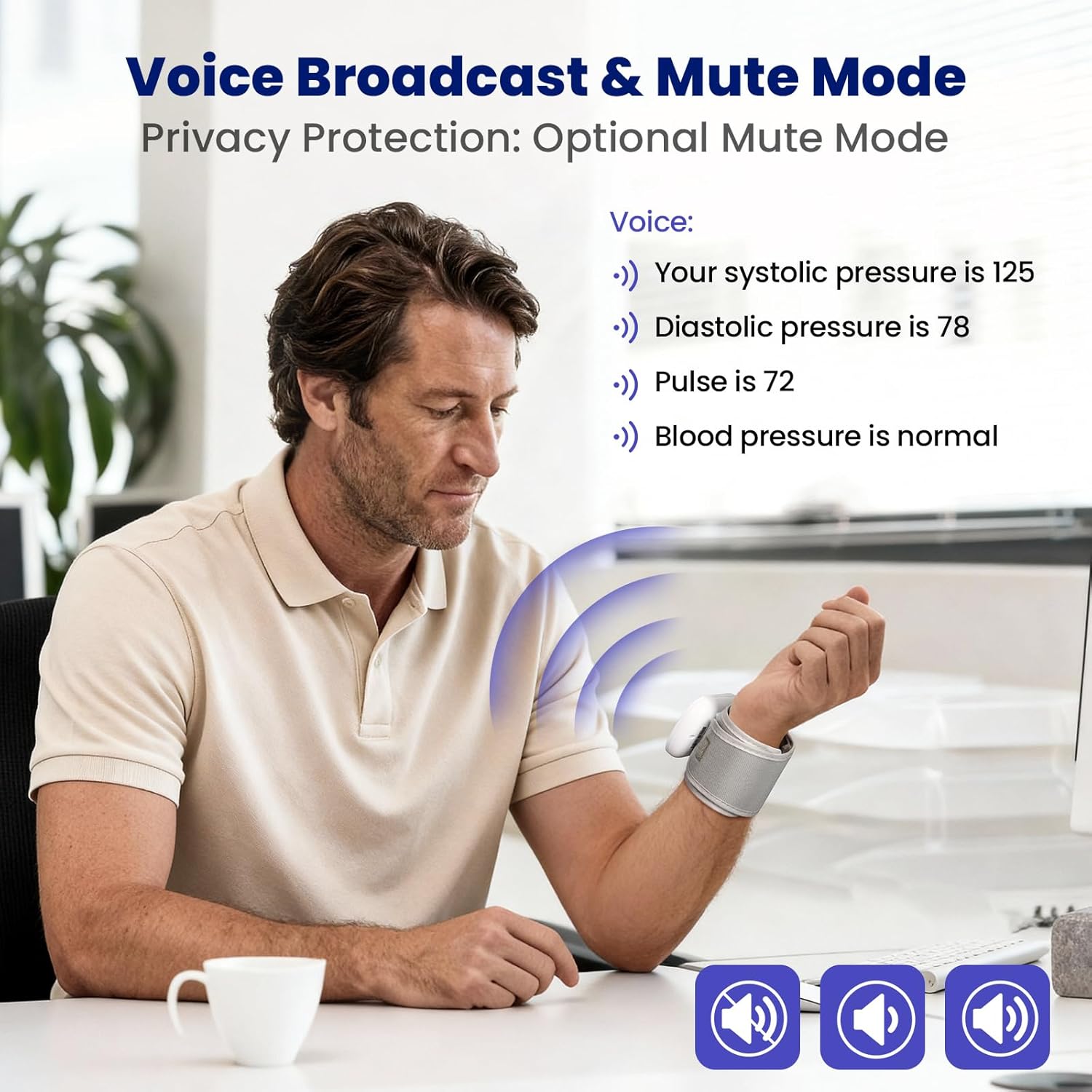 Wrist Blood Pressure Monitor Bluetooth Automatic Cuff, Talking Digital with App

