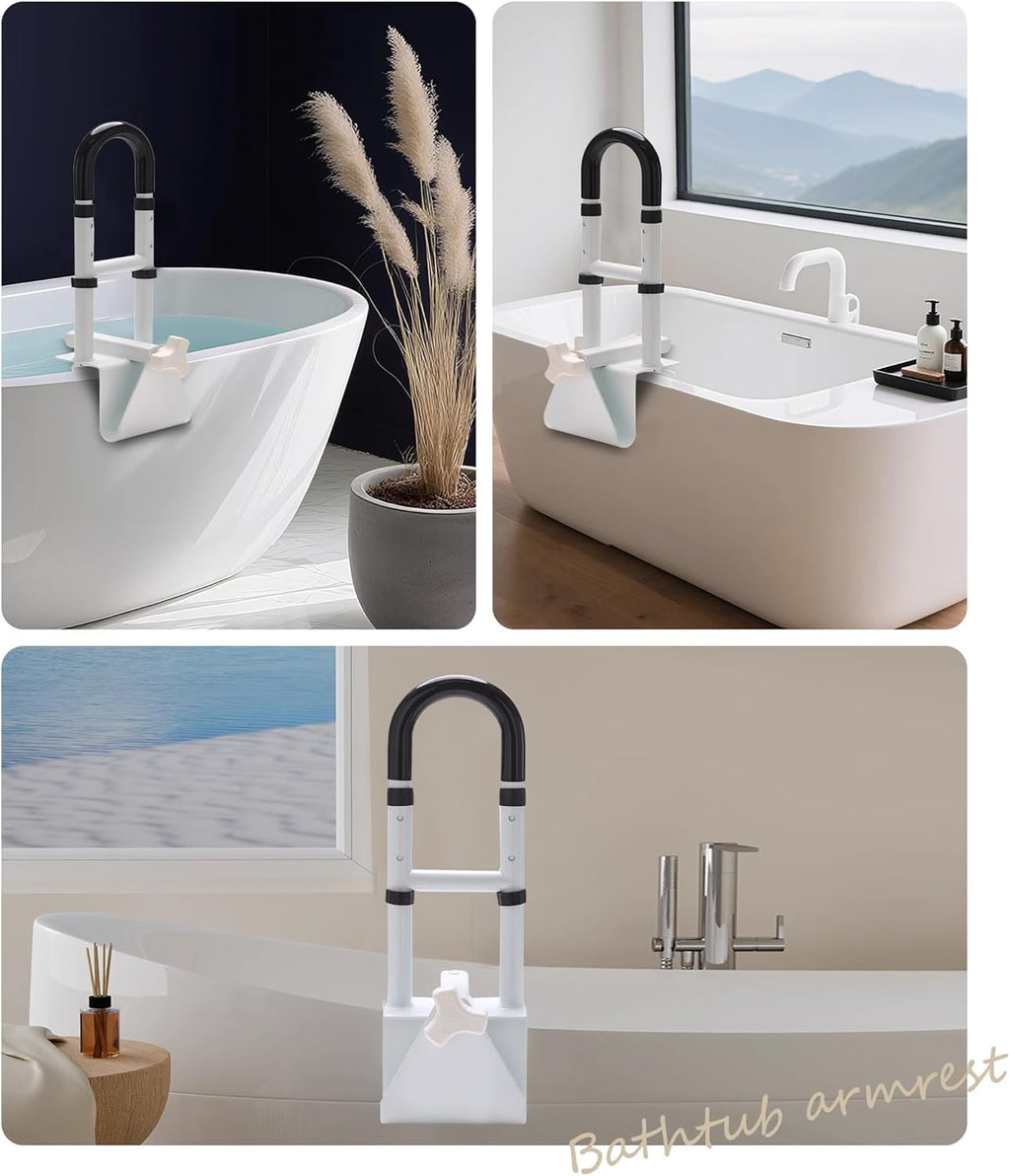 Bathtub Safety Rail Grab Bar with Non-Slip Grip, Clamp-On Handle for Seniors

