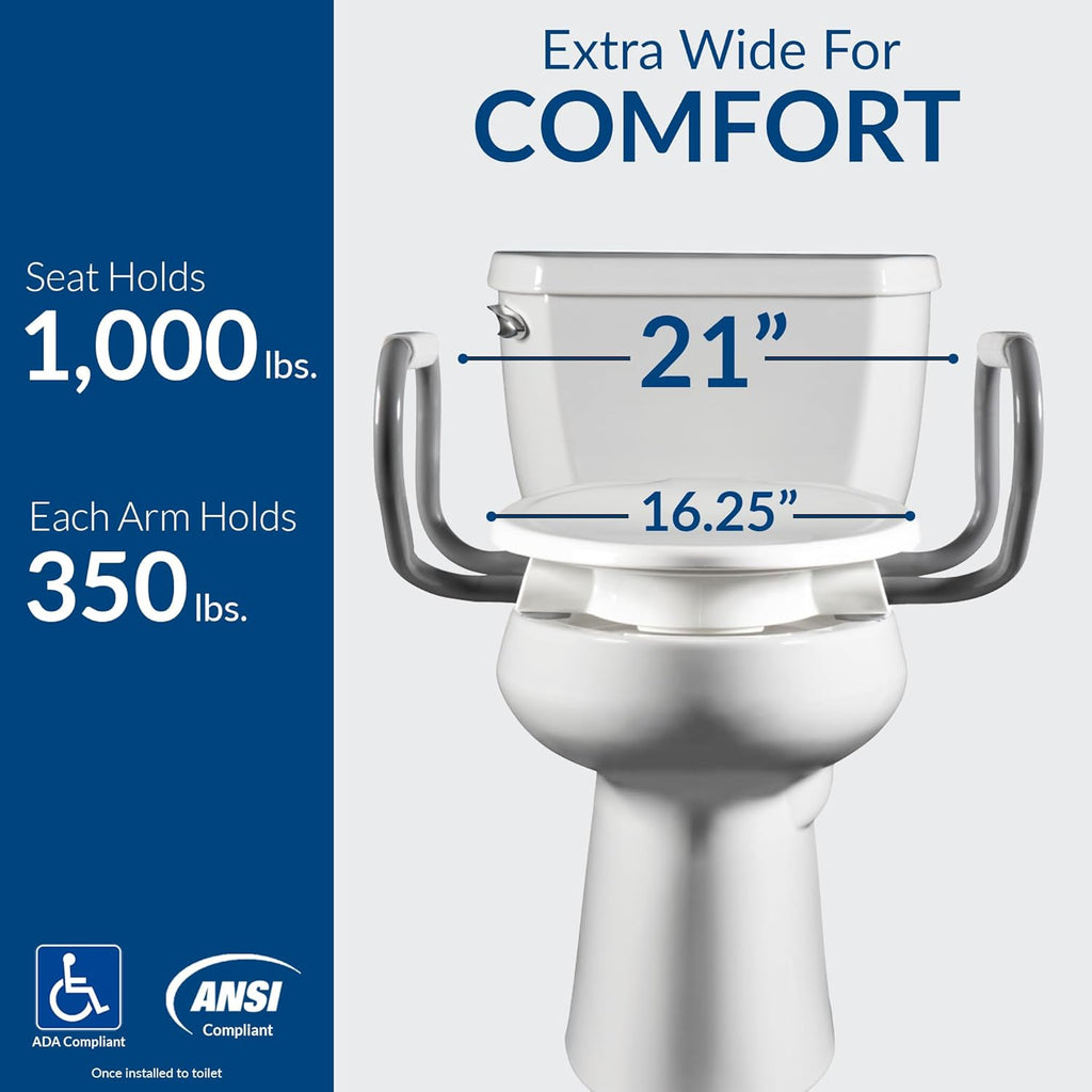 Bemis Independence Assurance 3 in Elevated Toilet Riser for Easier Sit-to-Stand, White

