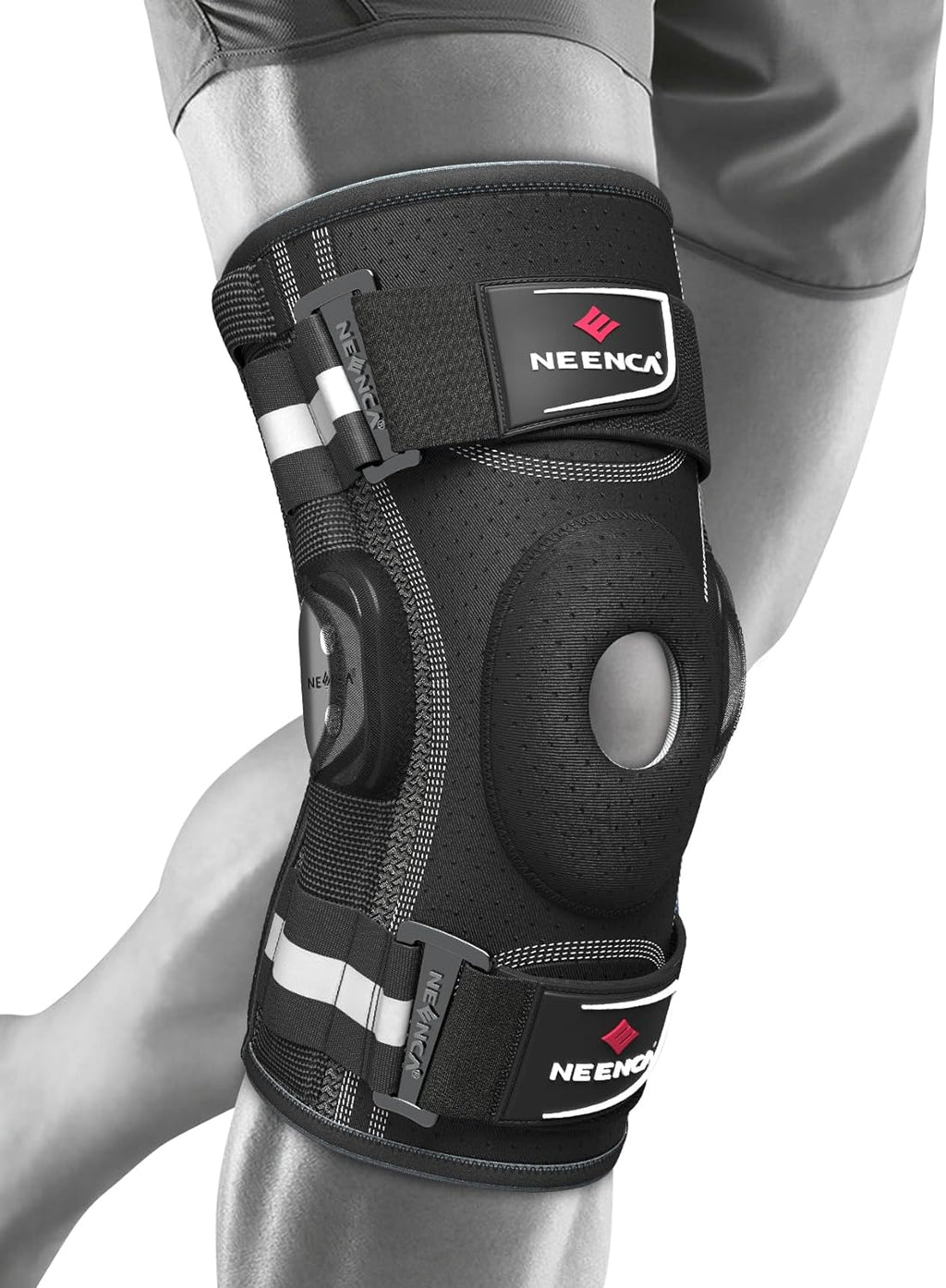 NEENCA Adjustable Hinged Knee Brace with Removable Side Stabilizers for Knee Pain


