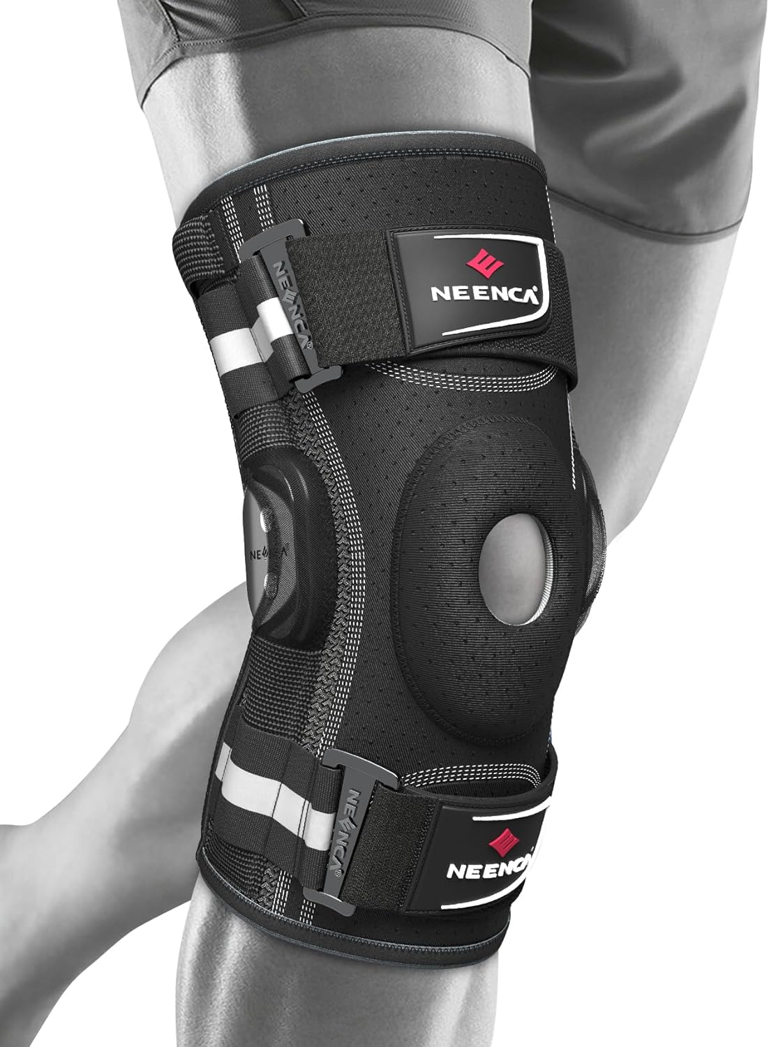 NEENCA Adjustable Hinged Knee Brace with Removable Side Stabilizers for Knee Pain

