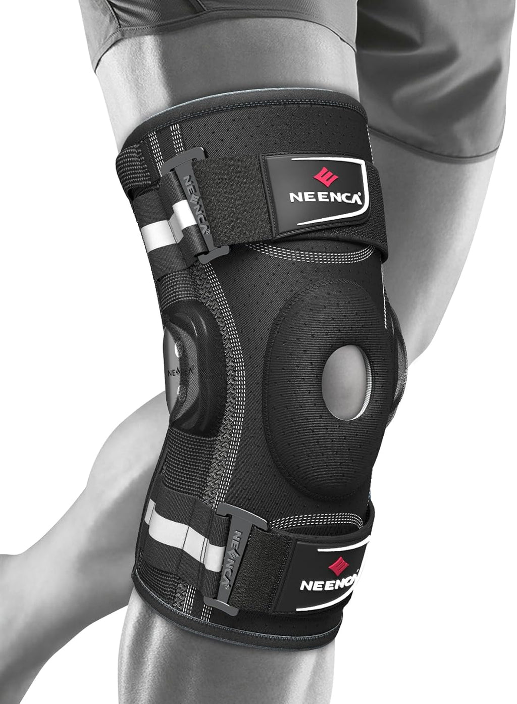 NEENCA Hinged Knee Brace with Removable Side Stabilizers and Patella Gel Pad

