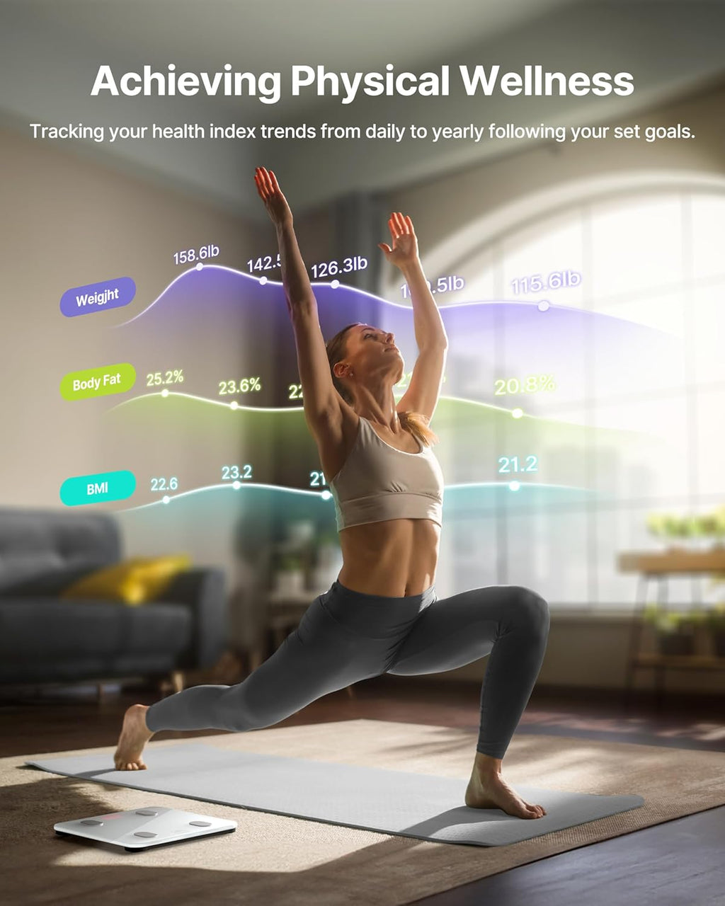 FITINDEX Smart Body Composition Scale with BMI, Body Fat, Muscle Mass for Bathroom

