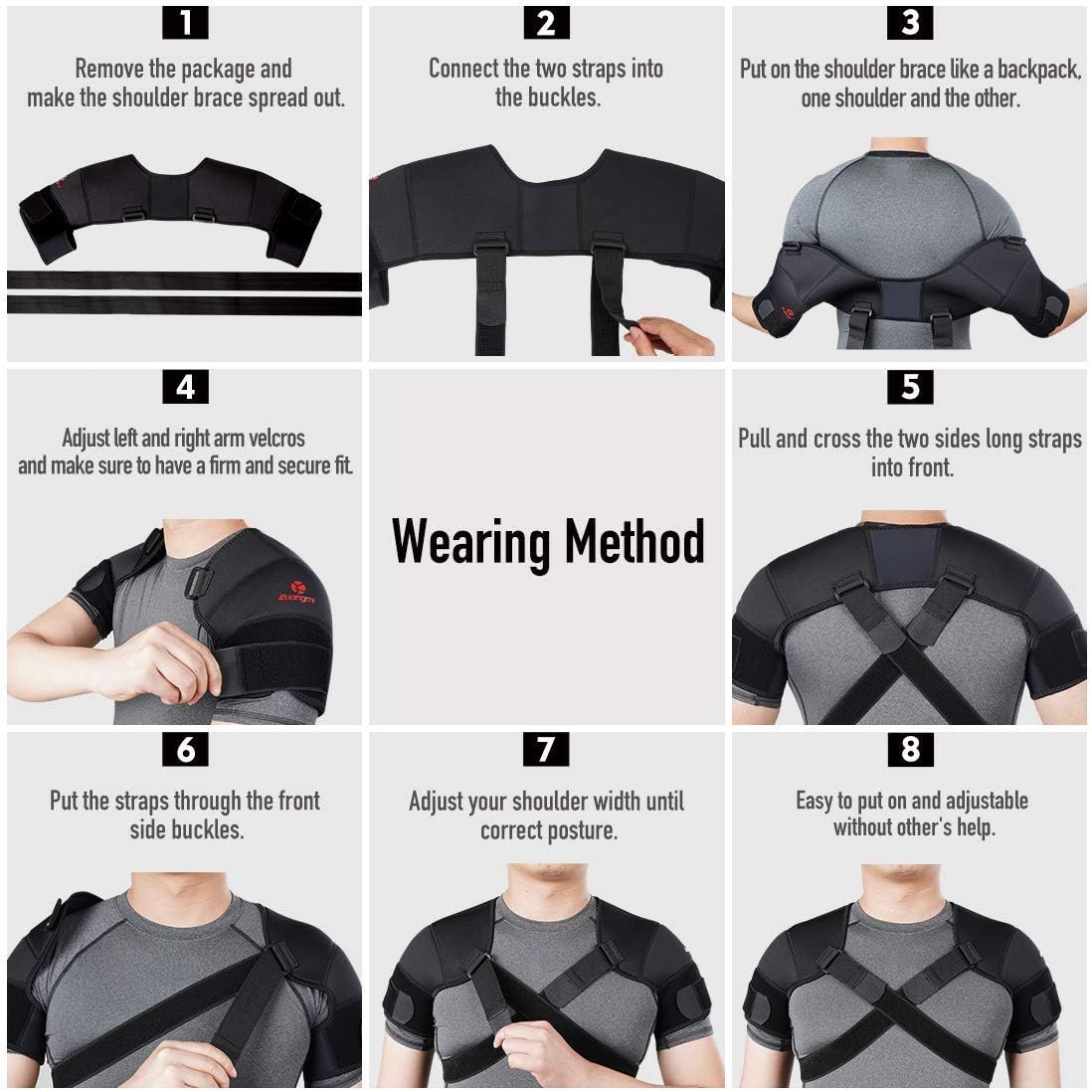 Kuangmi Double Shoulder Support Brace Neoprene Wrap Strap Protector


