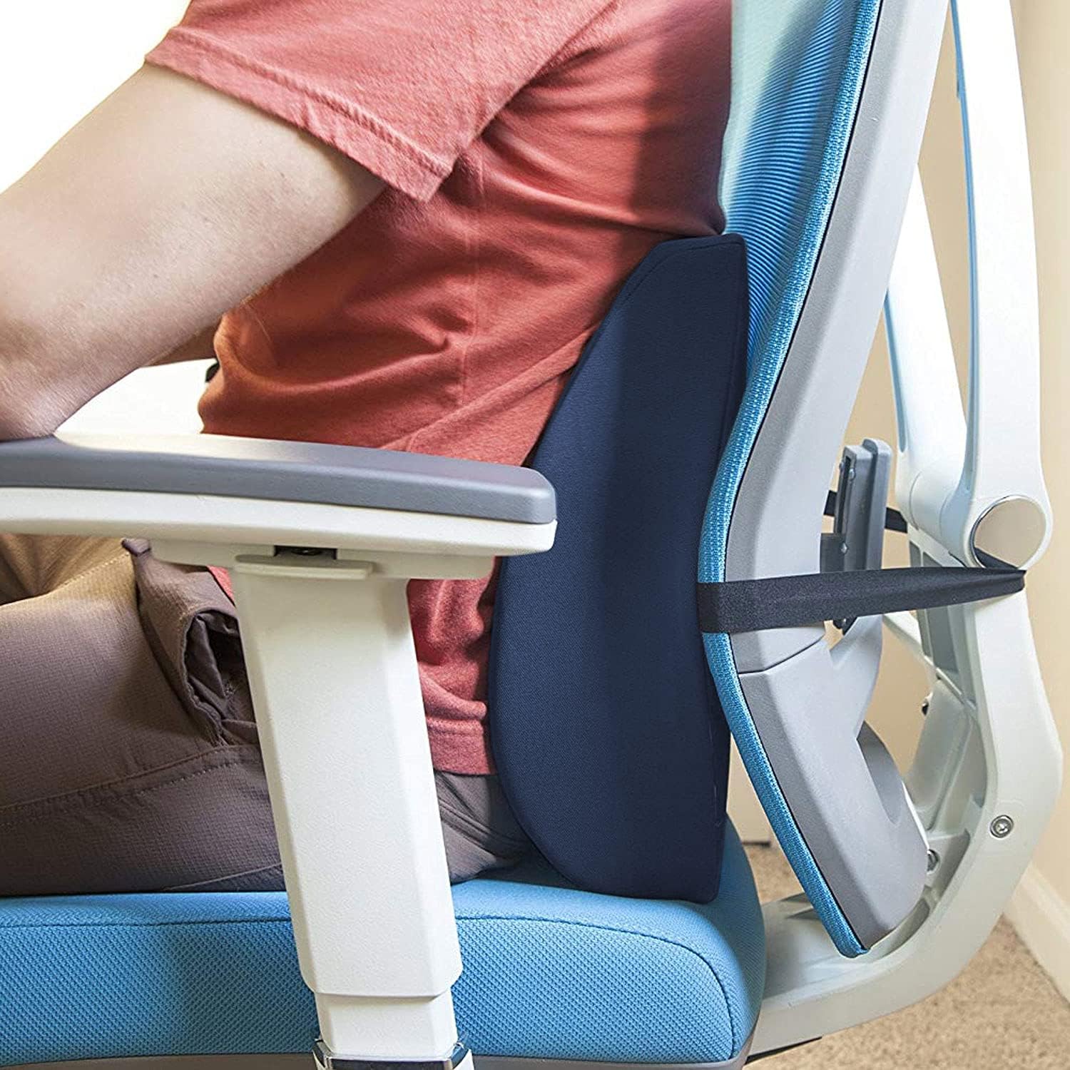 DMI Lumbar Support Pillow for Chair, Removable Washable Cover, Contoured Foam

