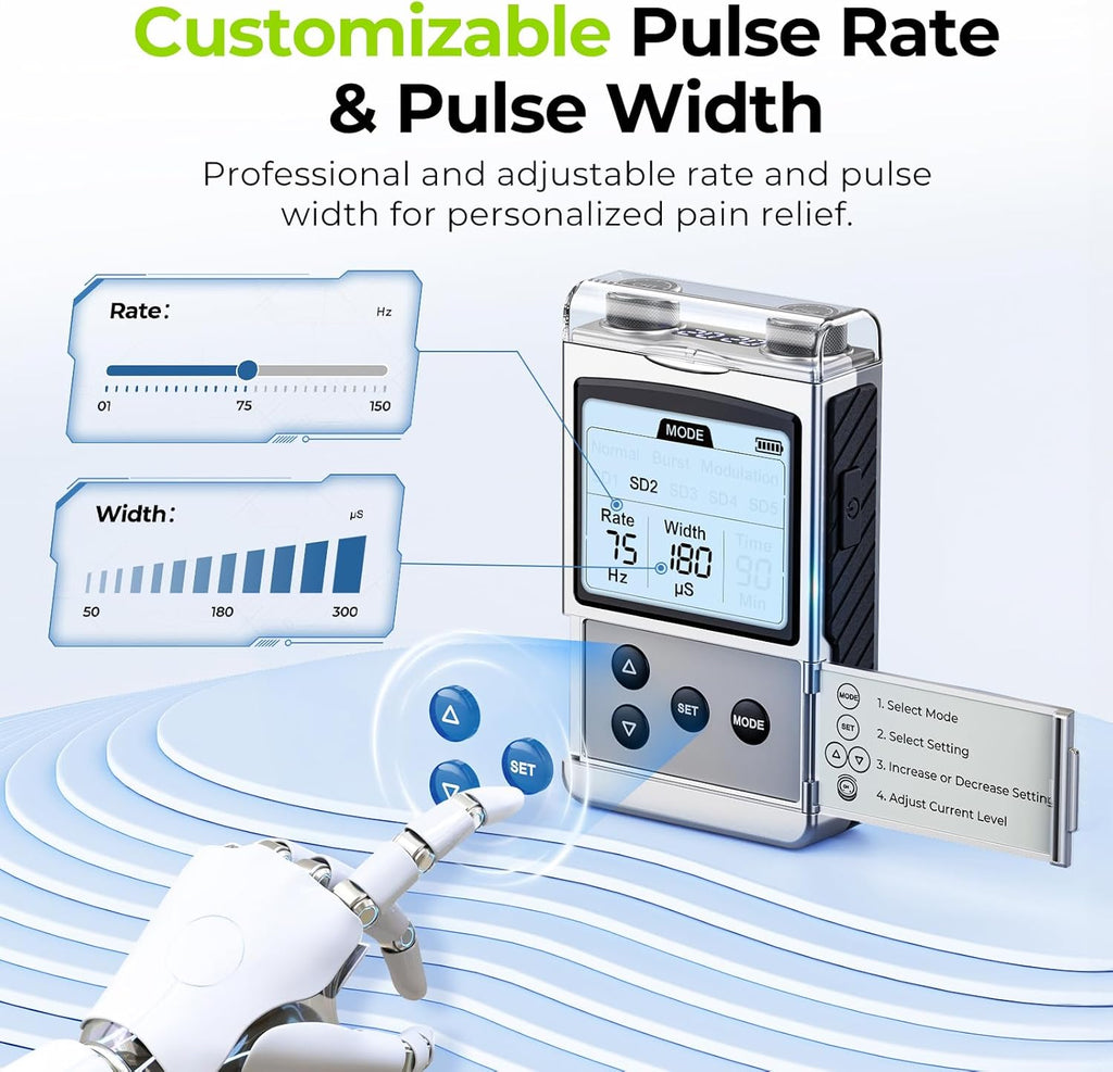 AUVON Rechargeable TENS Unit Digital Muscle Stimulator, 8 Modes, 12 Pads

