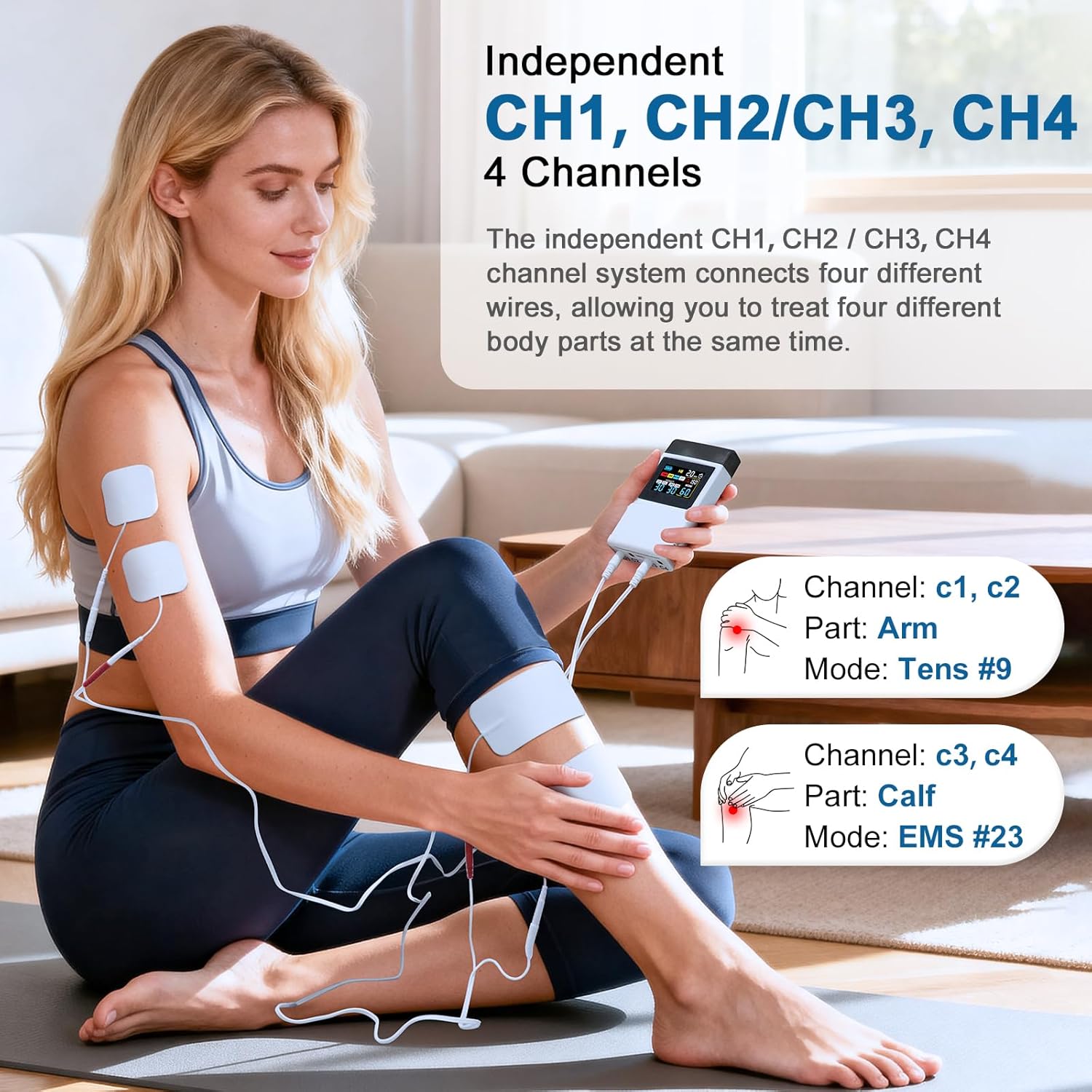 TENS EMS Muscle Stimulator 4-in-1 4-Channel 60 Modes with Color Display

