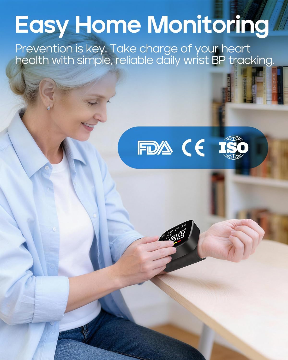 Automatic Wrist Blood Pressure Monitor with Voice Guidance and Dual User Memory

