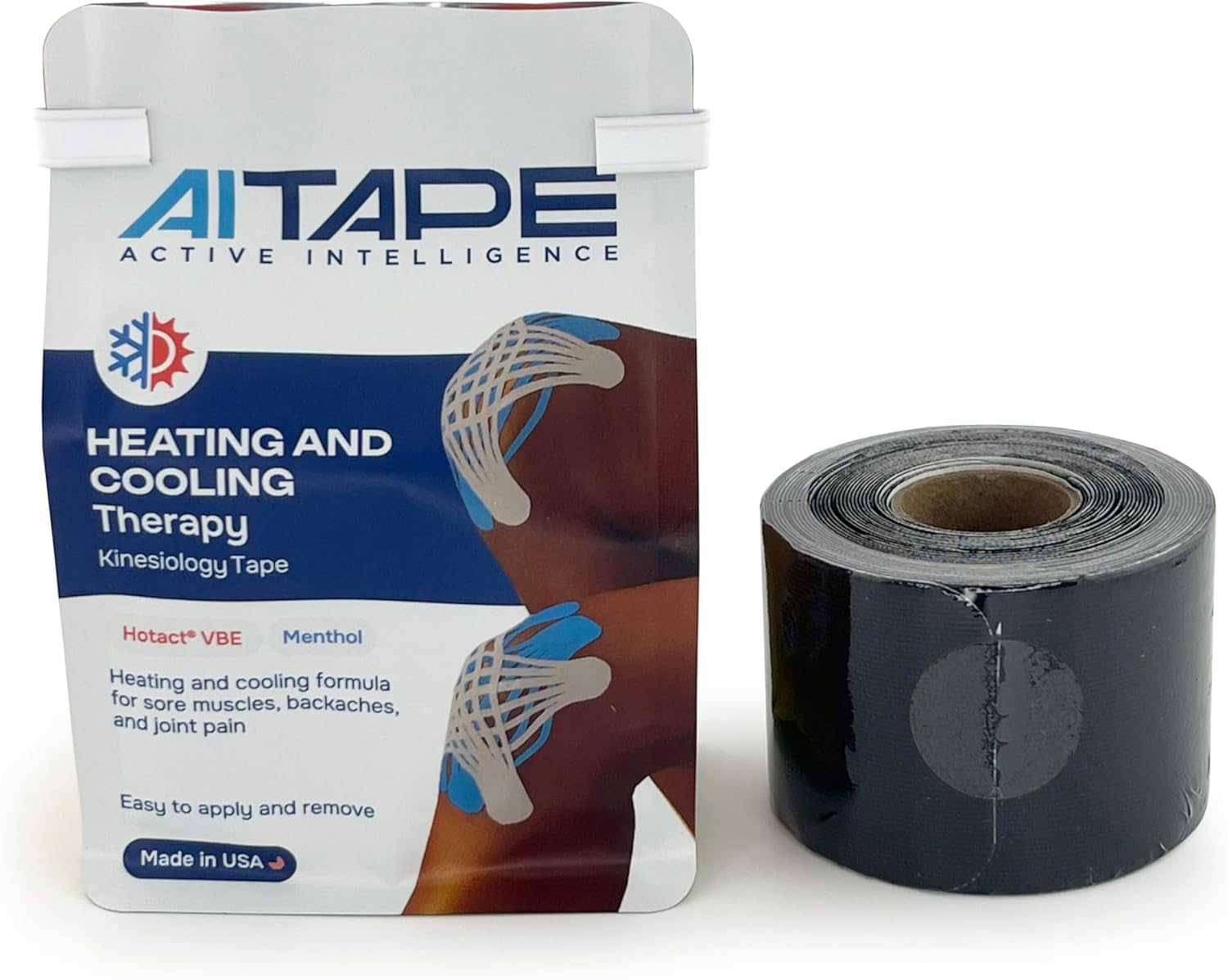 AI Tape Heat and Cool Kinesiology Therapy Tape with Menthol, Precut Strips for Pain

