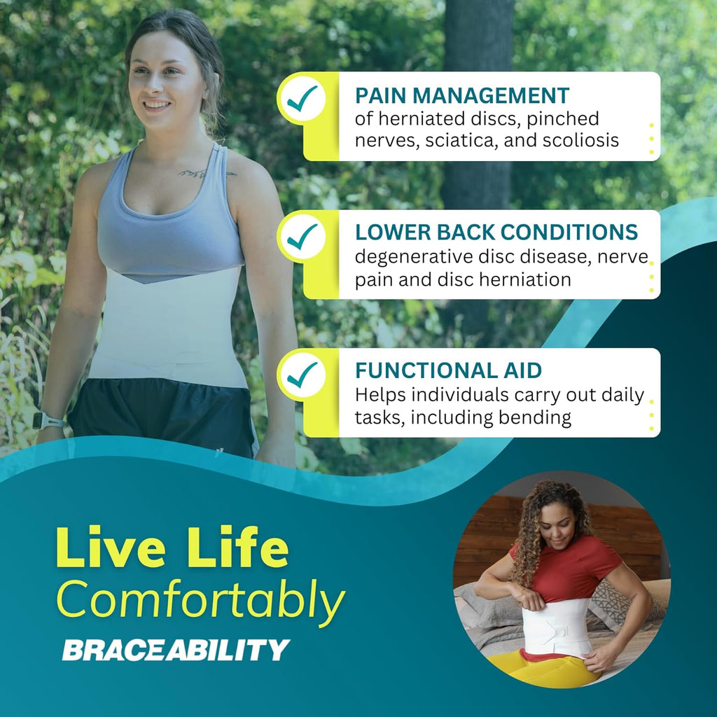 BraceAbility Low Back Compression Brace Wraparound Lumbar Support Belt

