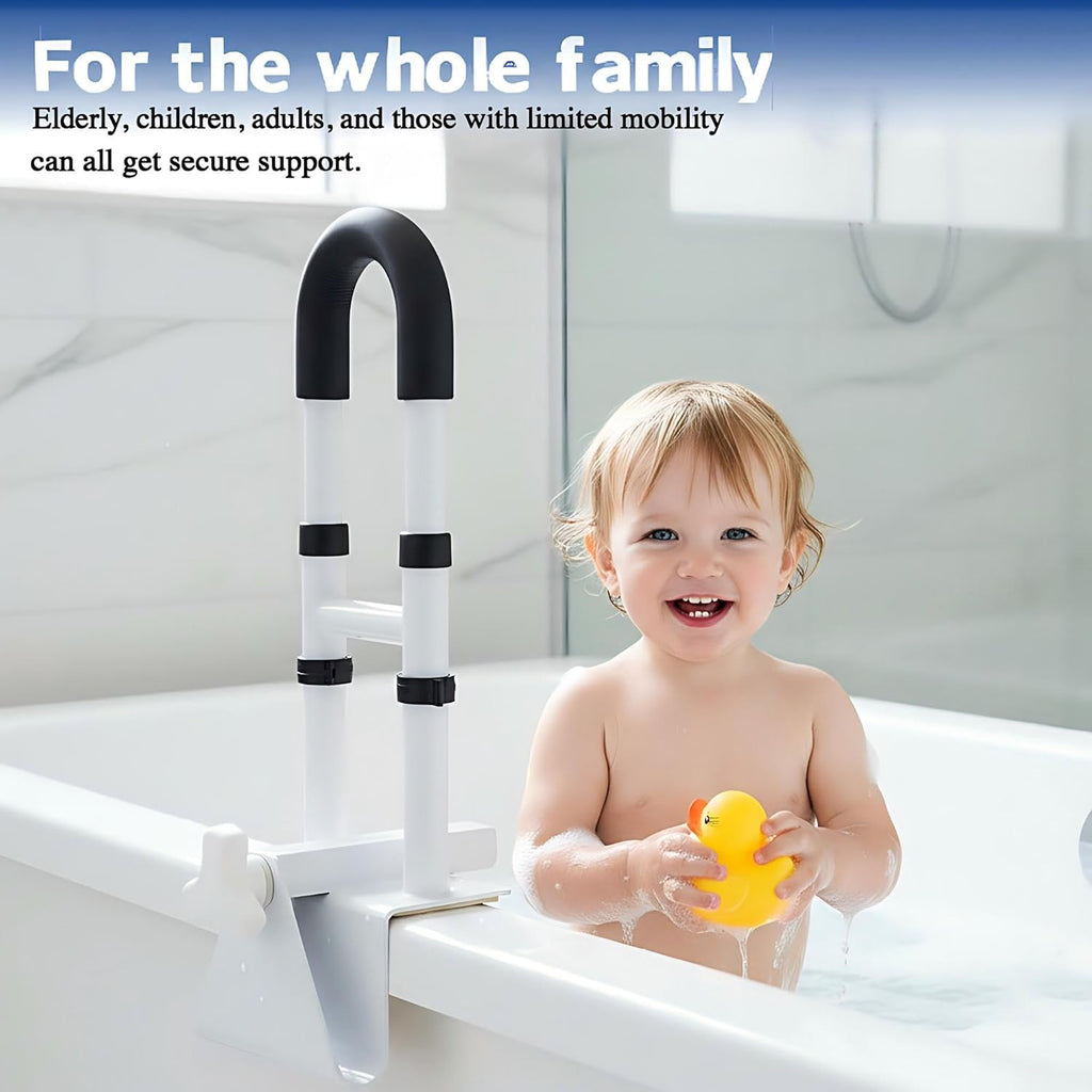 Bathtub Grab Bar for Seniors, Adjustable Safety Rail, Non-Slip Handle

