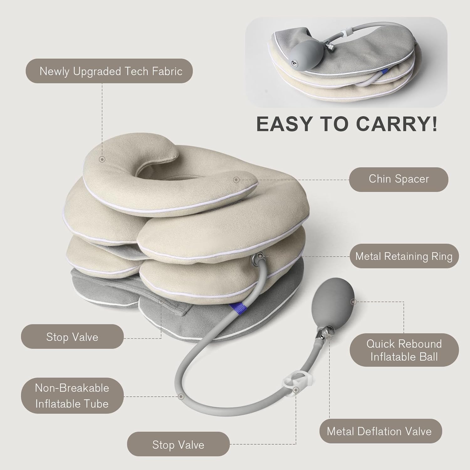 Inflatable Neck Stretcher with Brace for Cervical Traction and Neck Pain Relief

