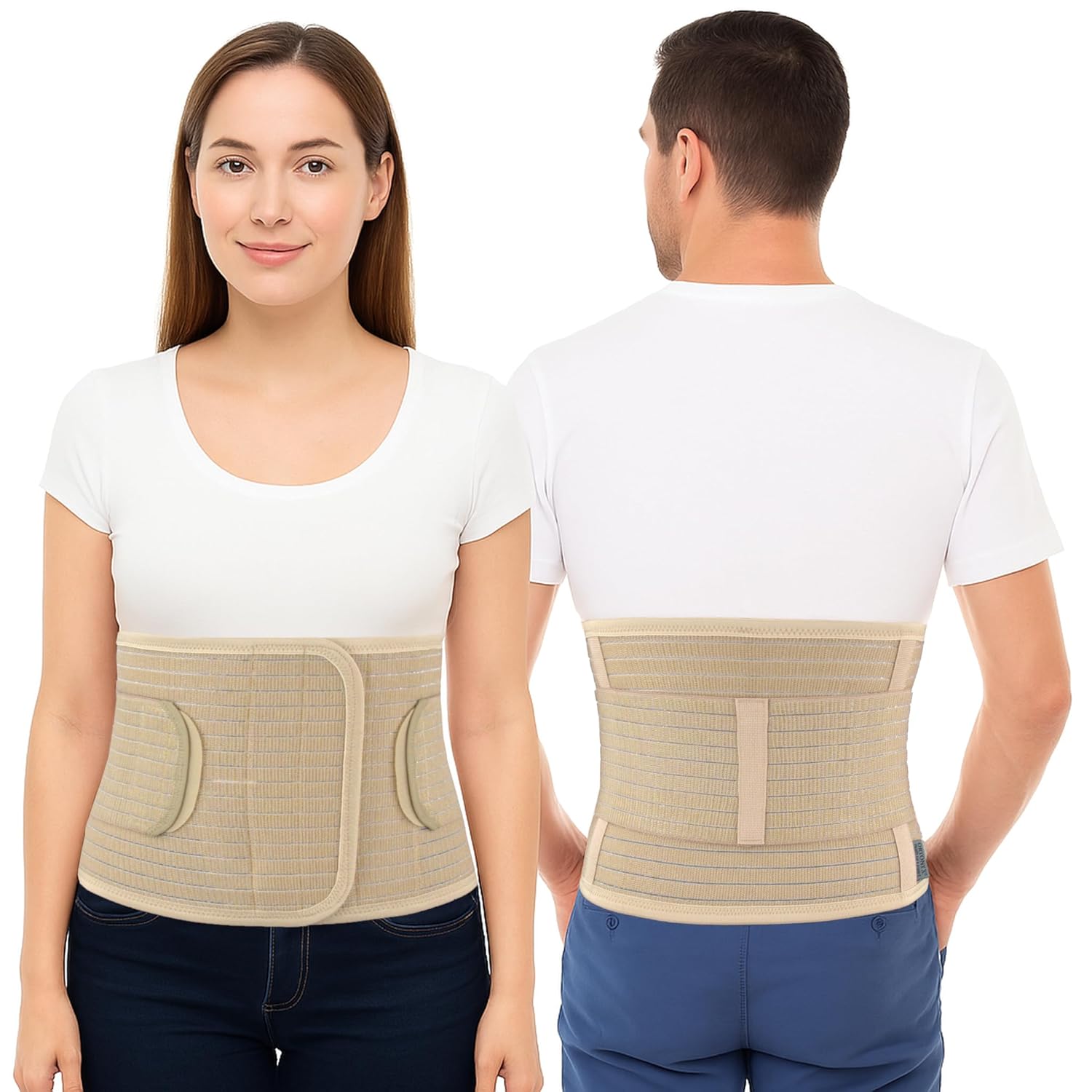ORTONYX Ergonomic Abdominal Binder Waist & Lower Back Support Belt, Breathable

