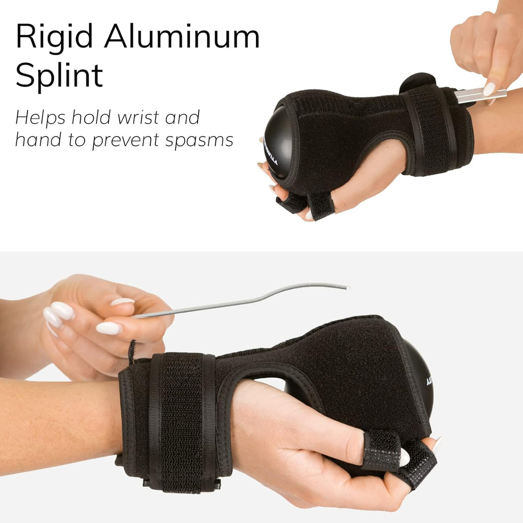 BraceAbility Anti Spasticity Hand Splint, Resting Orthosis with Therapy Ball

