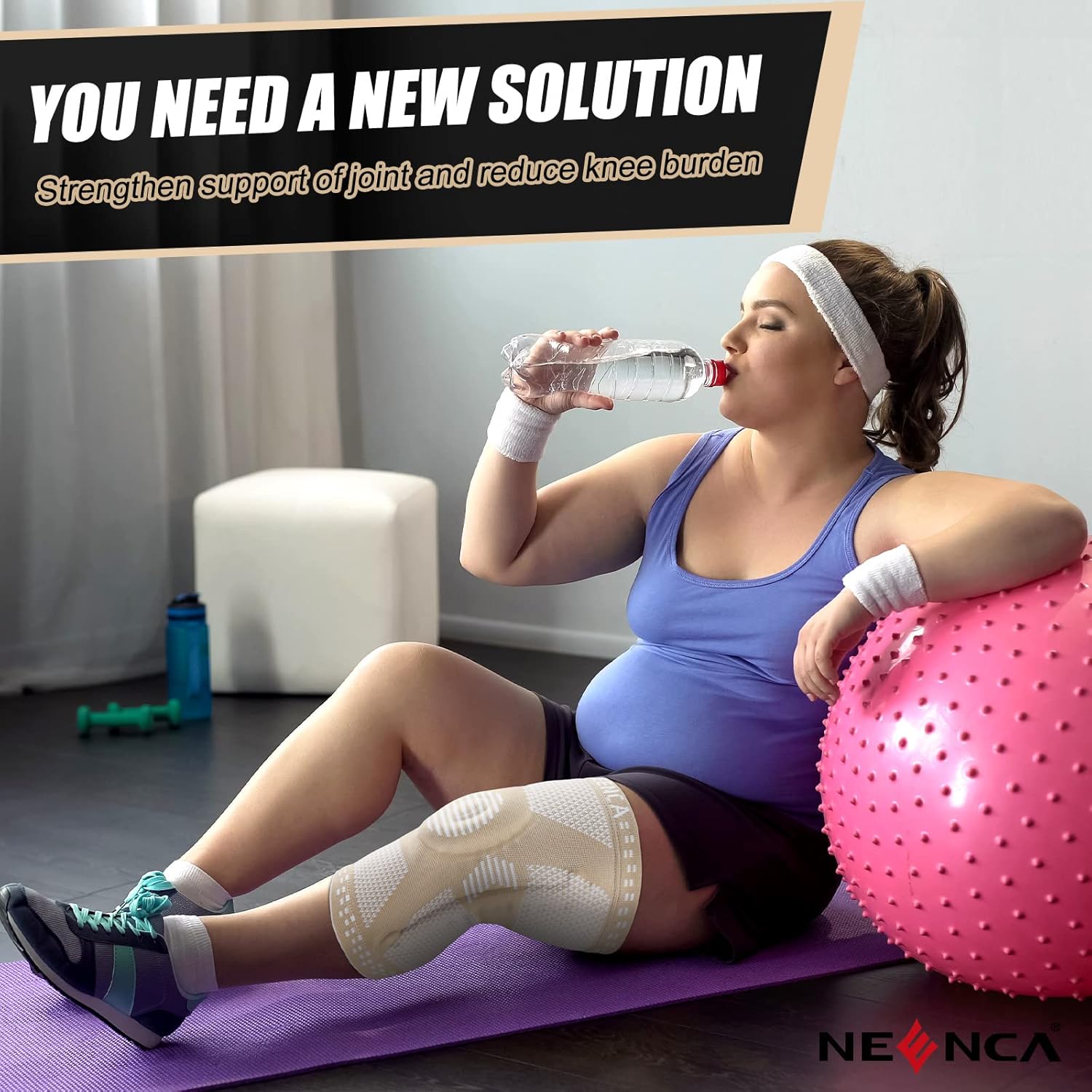 NEENCA Plus Size Knee Brace Sleeve with Patella Gel Pad & Side Stabilizers

