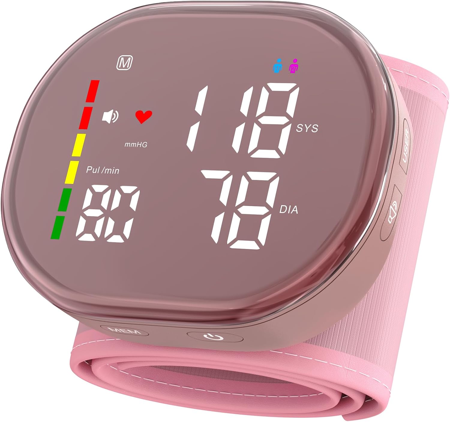 Guaever Wrist Blood Pressure Monitor Rechargeable BP Machine for Home Use


