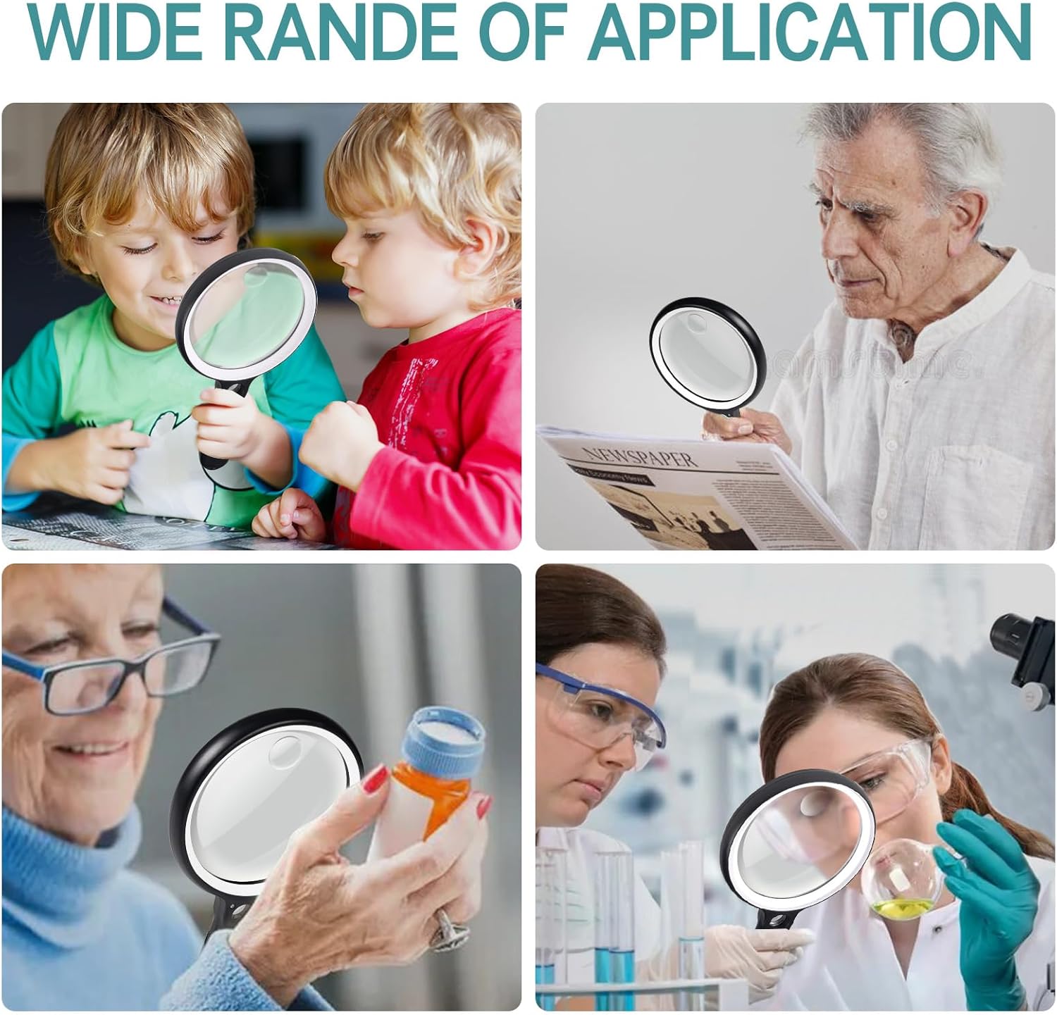Handheld Illuminated Magnifying Glass 37 LED 10X 20X 45X Rechargeable USB

