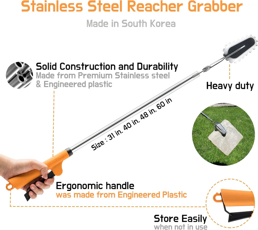 FTH Stainless Steel Grabber Reacher Pickup Tool Heavy Duty Trash Picker

