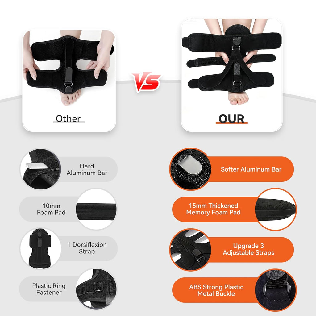tongdayi Plantar Fasciitis Night Splint Brace with Memory Foam Pad and Massage Ball

