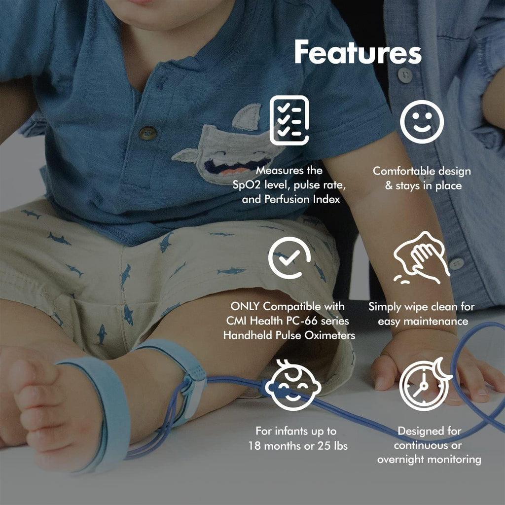 CMI Health Infant SpO2 Sensor for Handheld Pulse Oximeters, Latex-Free Foot Wrap

