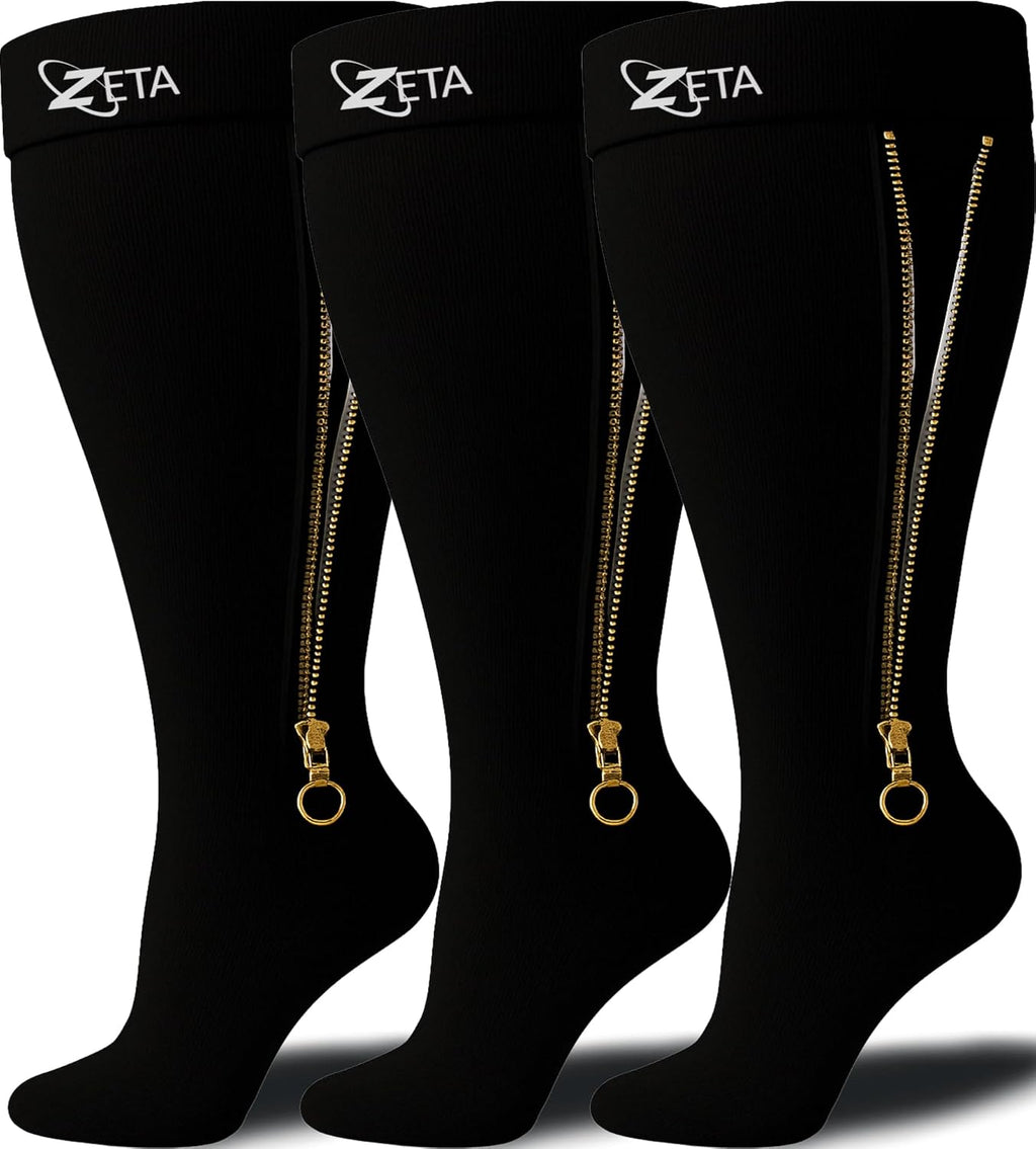 Zeta Wear Wide Calf Compression Socks for Women and Men, Fifteen to Nineteen mmHg Knee-High

