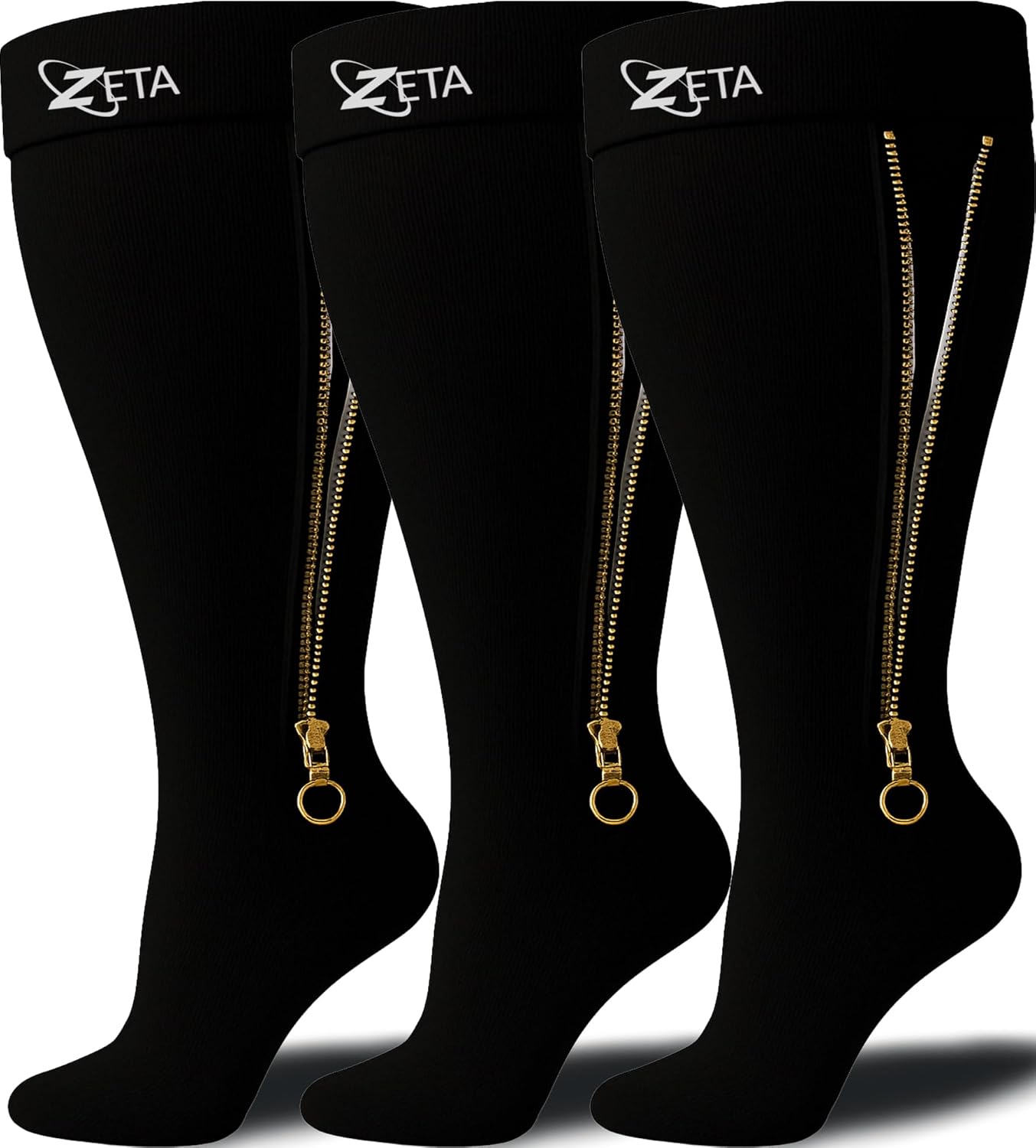 Zeta Wear Wide Calf Compression Socks for Women and Men, Fifteen to Nineteen mmHg Knee-High

